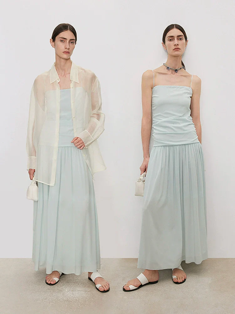 Convertible Stretch Mulberry Silk Double Georgette Dress - Image 4