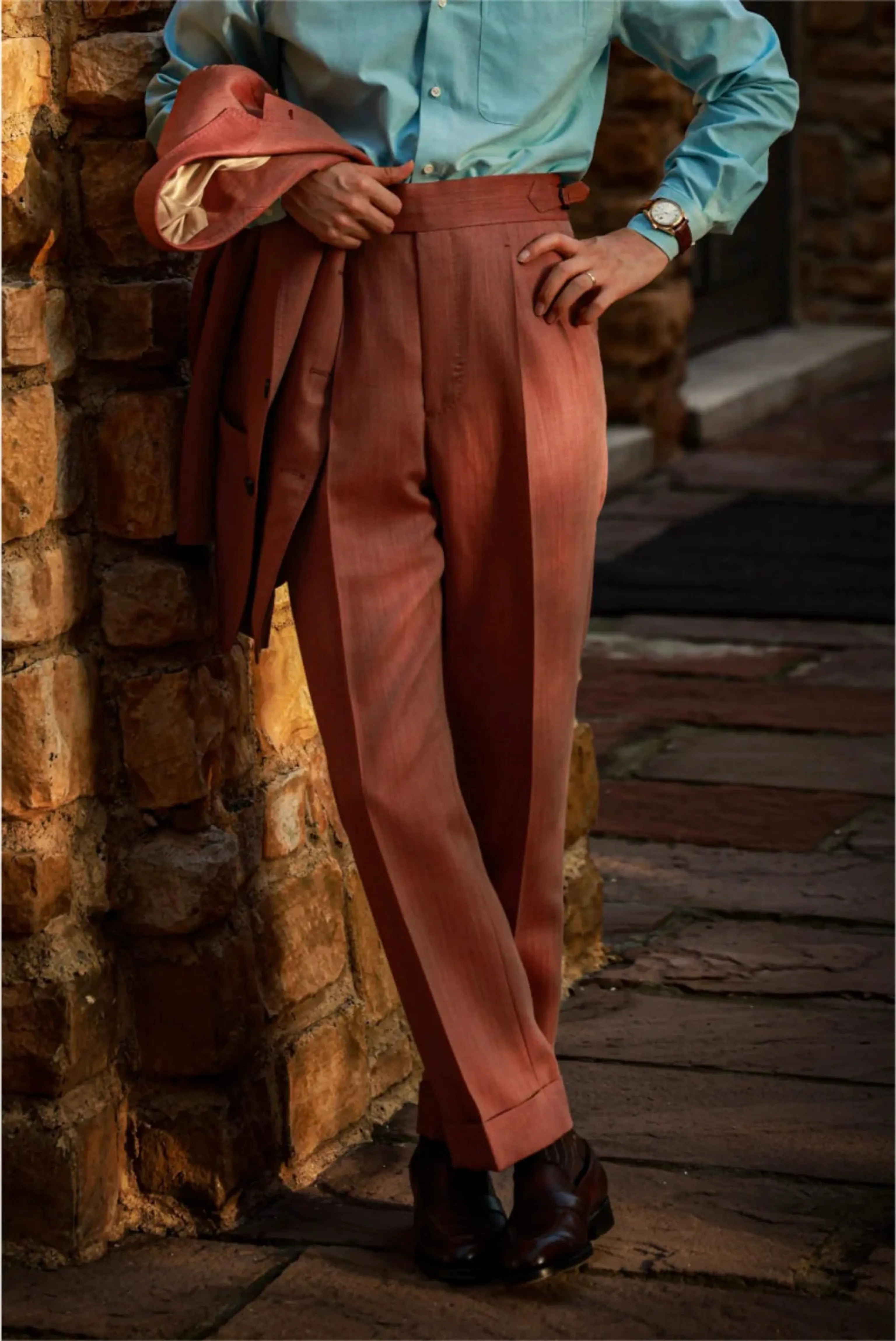 Coral Solaro Herringbone Trousers - Image 5