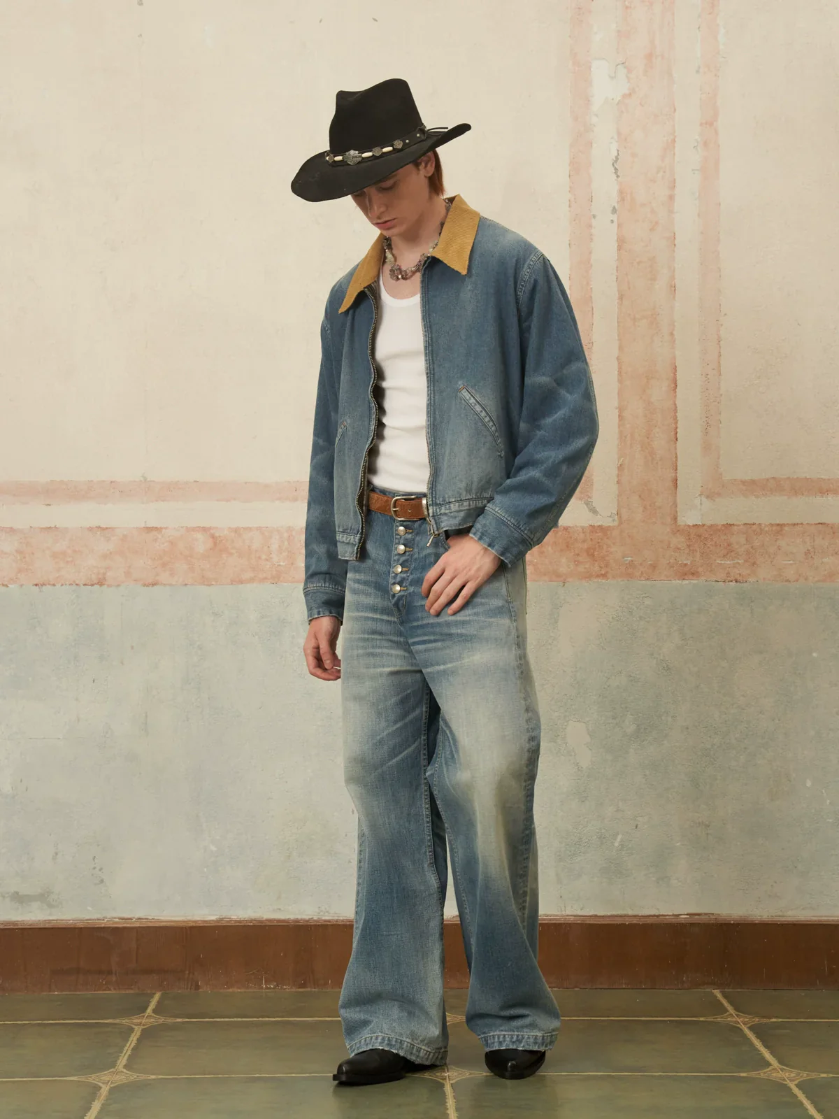 Corduroy Collar Denim Jacket - Image 2