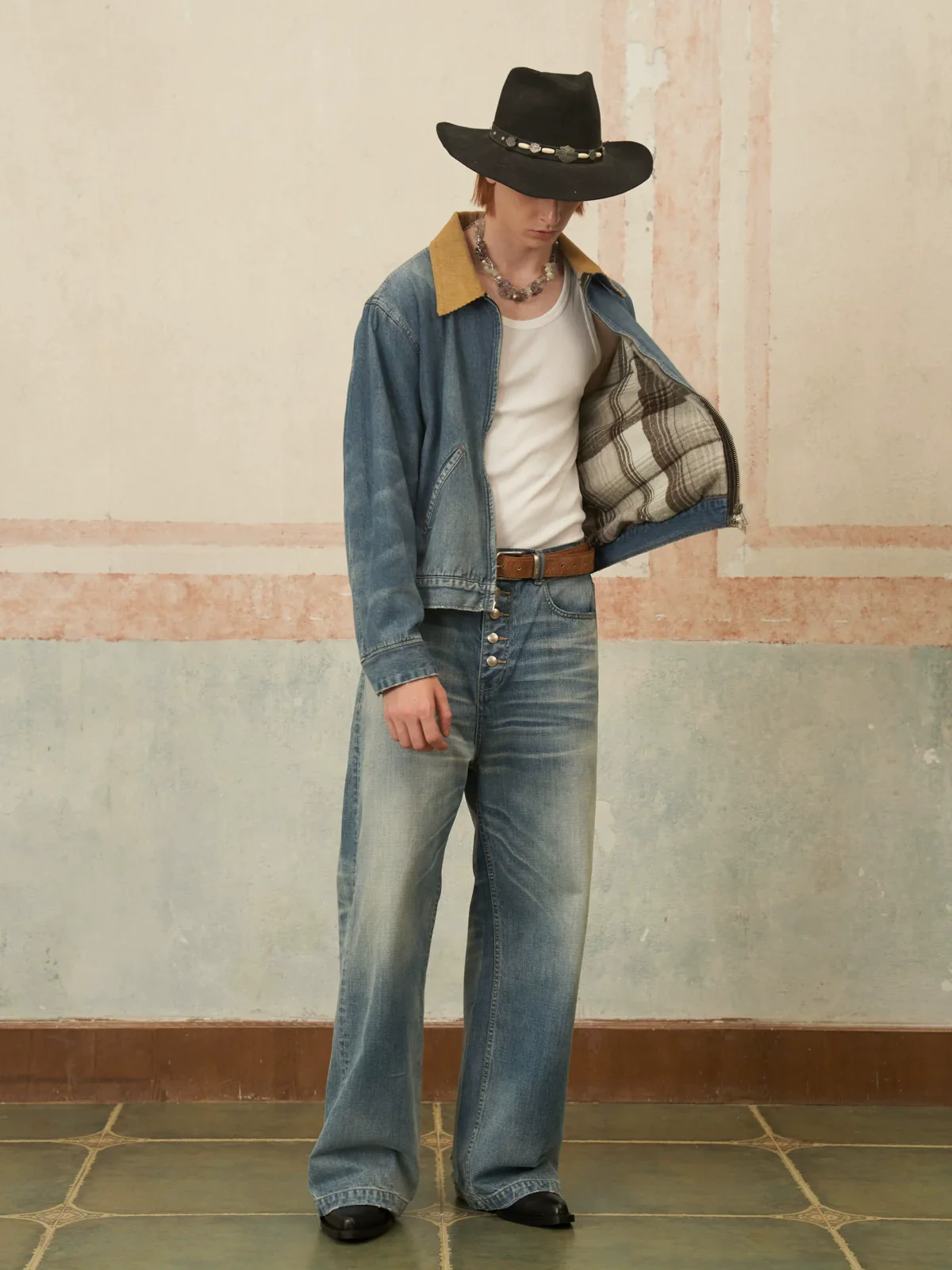 Corduroy Collar Denim Jacket - Image 4