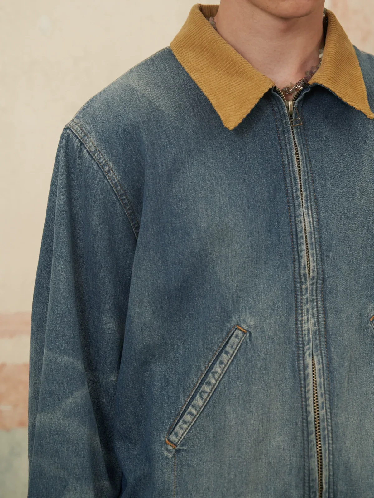 Corduroy Collar Denim Jacket - Image 5