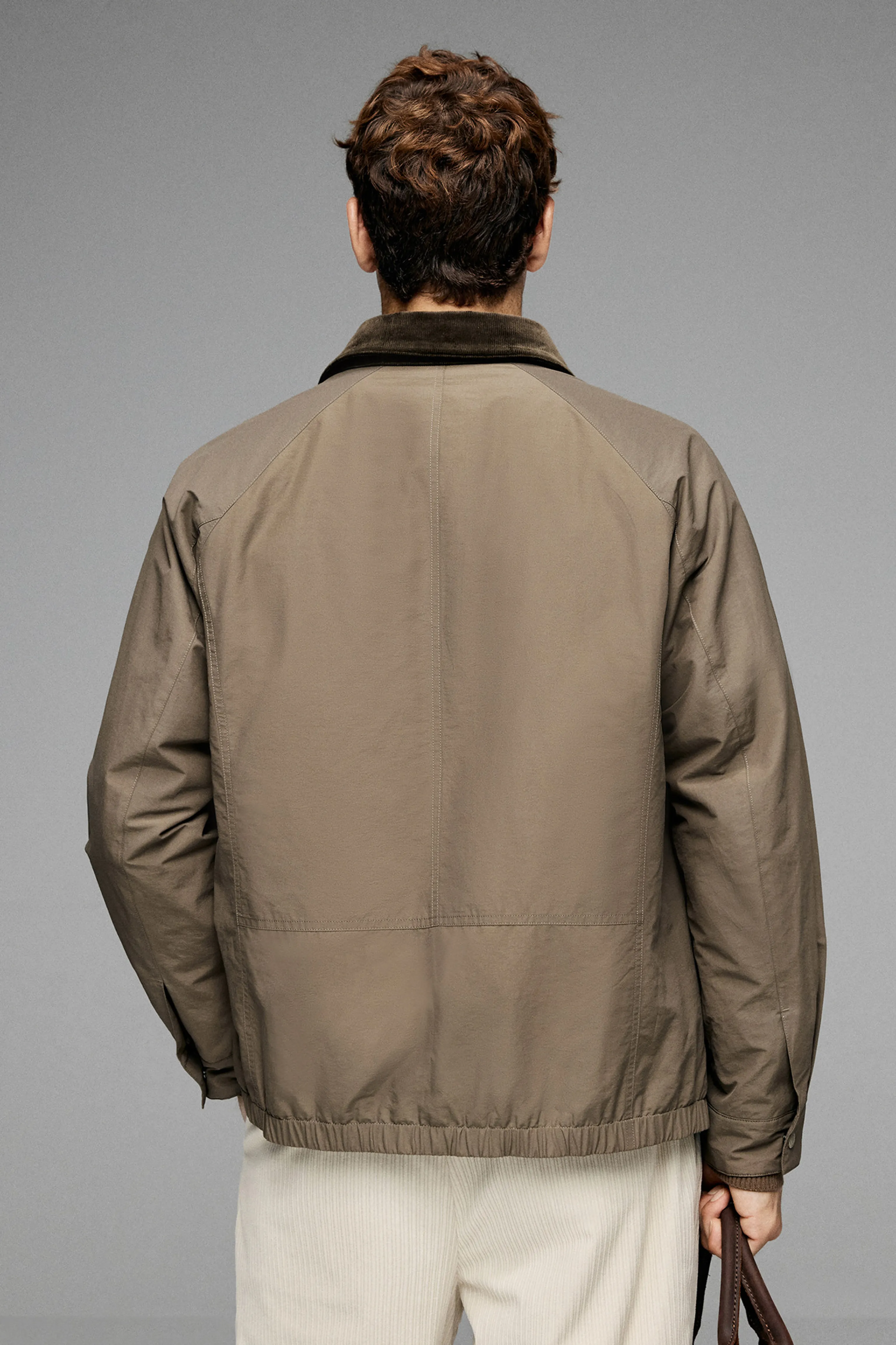 Corduroy Collar Raglan Cotton Jacket - Image 5