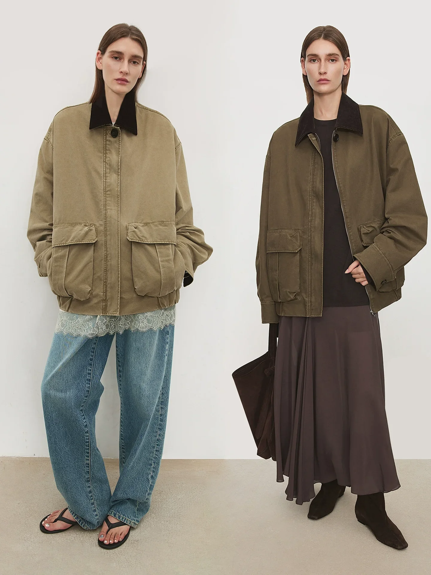 Corduroy-Collar Twill Field Jacket - Image 2