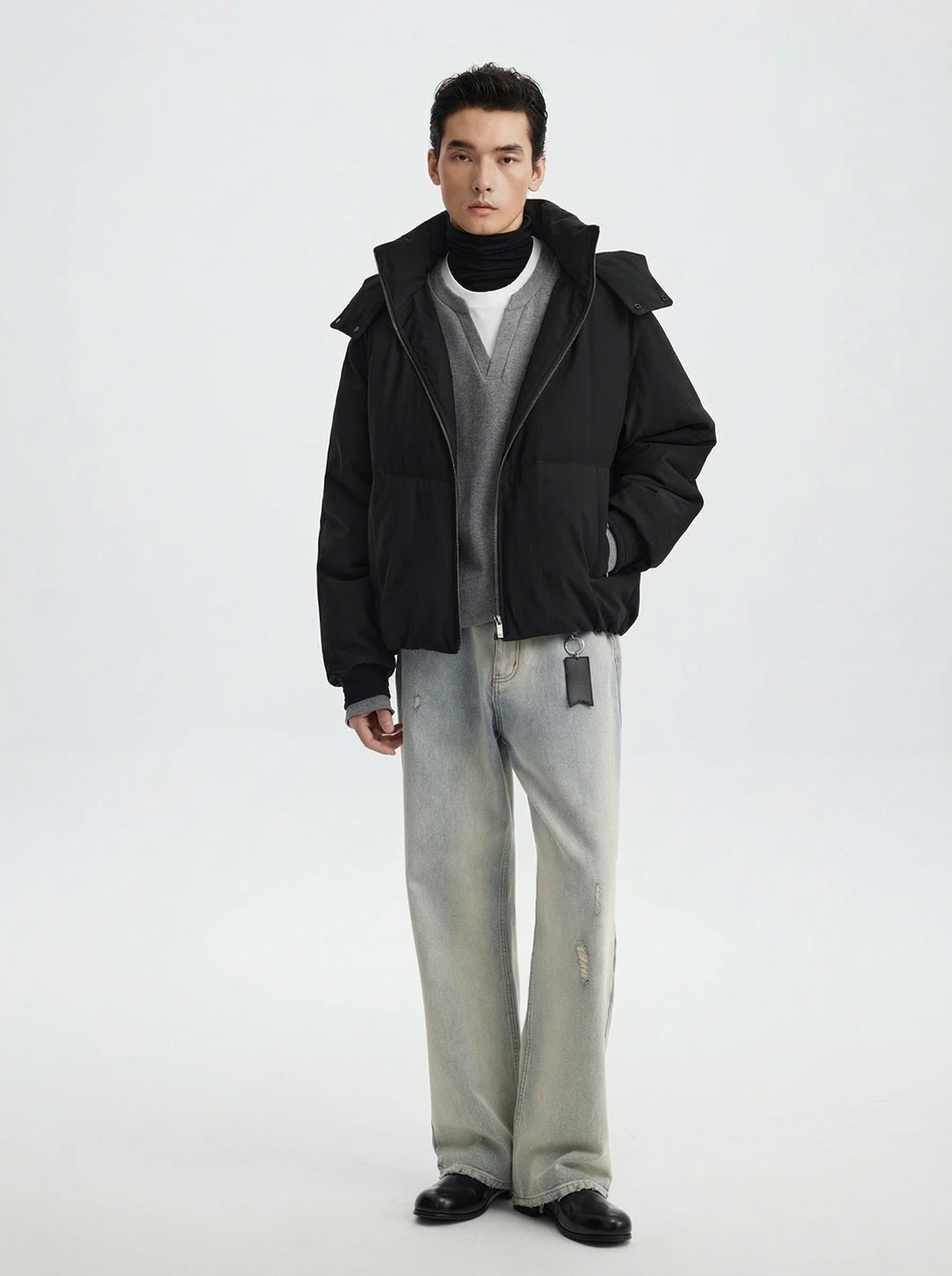 Corduroy Down Puffer with Detachable Hood - Image 5