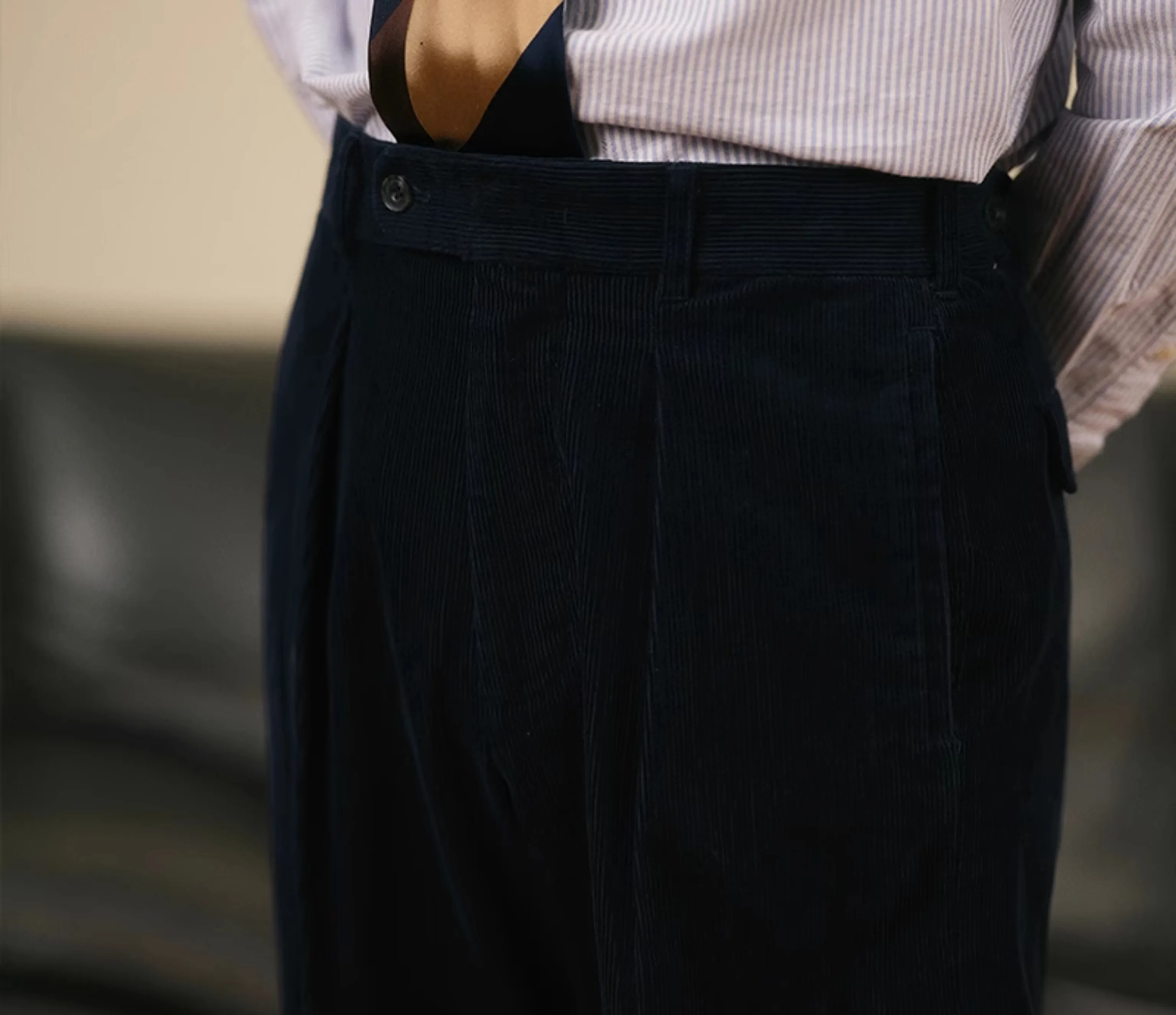 Corduroy Pleated Trousers - Image 7