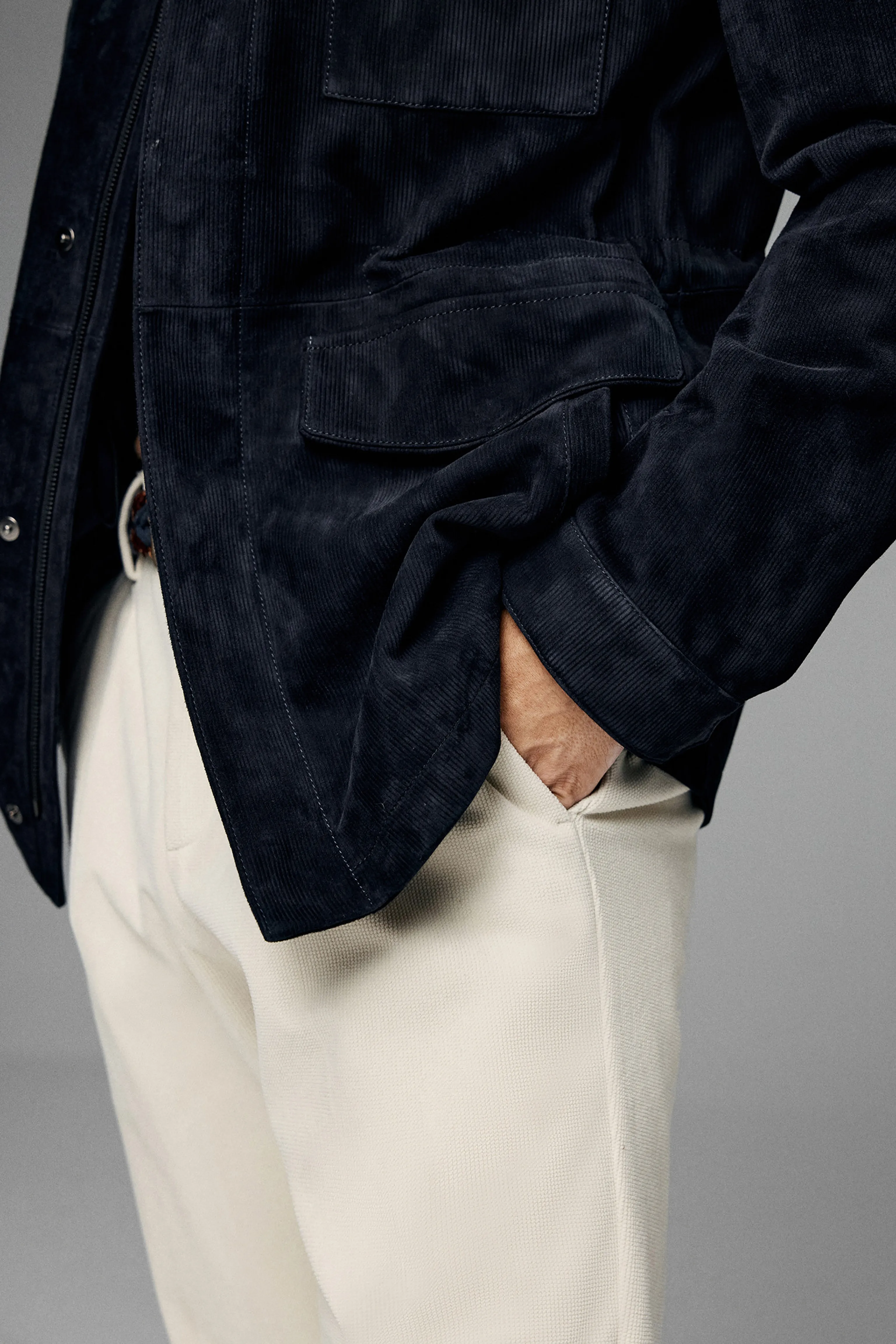 Corduroy-Textured Sheepskin Field Jacket - Image 4