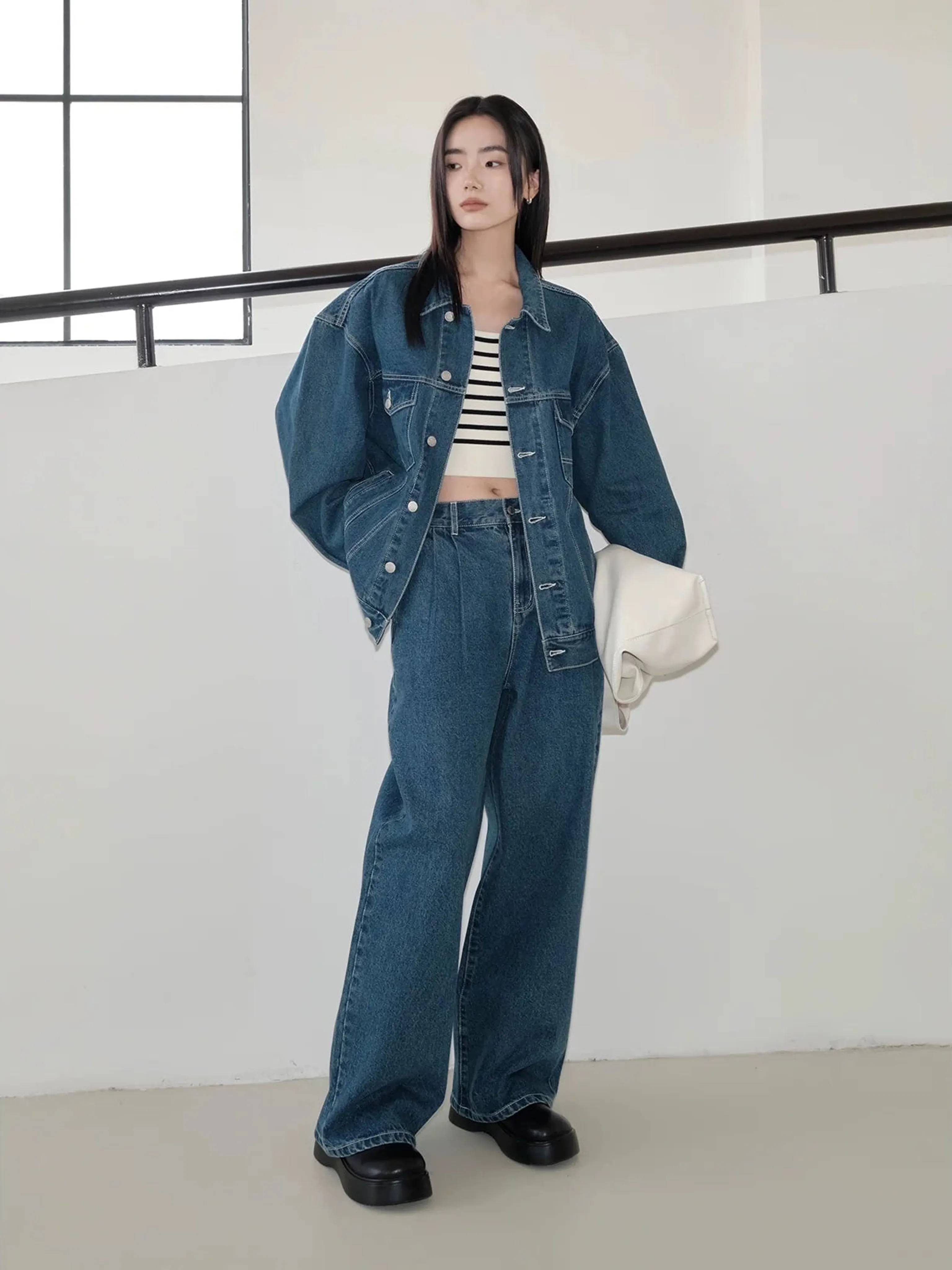 Cotton-feeling Twill Denim Jacket and Pants - Image 2
