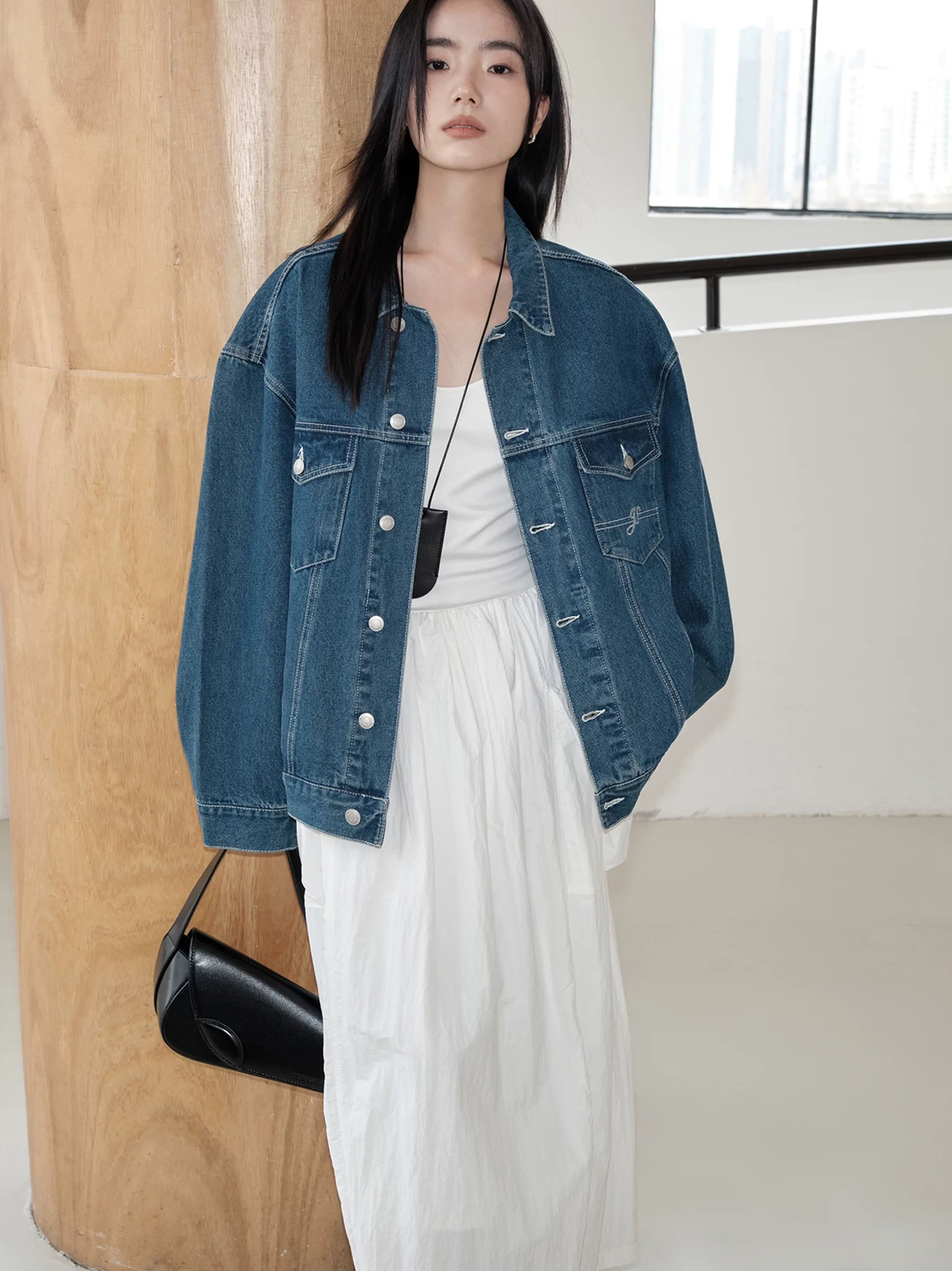 Cotton-feeling Twill Denim Jacket and Pants - Image 4