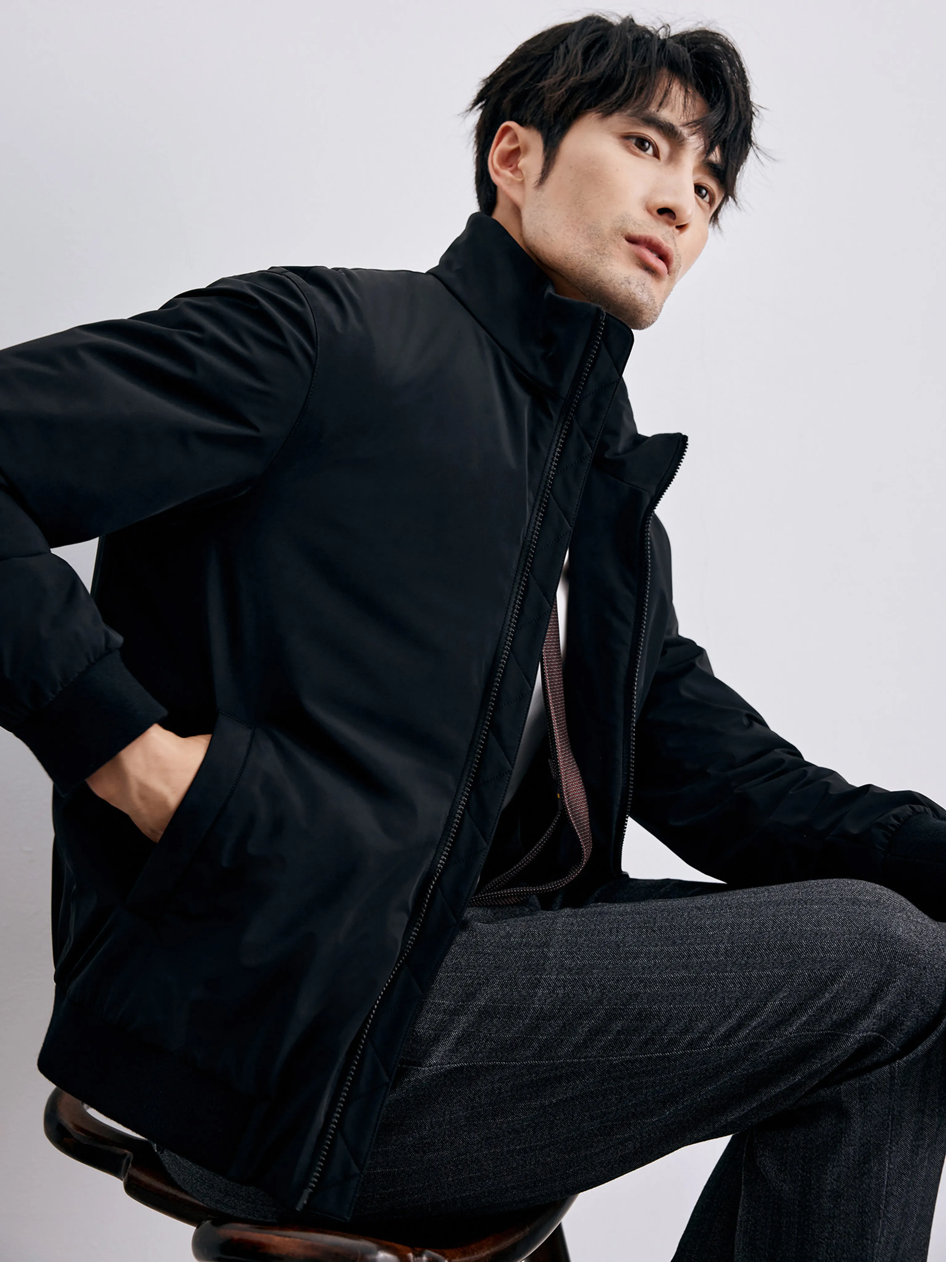 Cotton-Filled Stand-Collar Zip Jacket - Image 3
