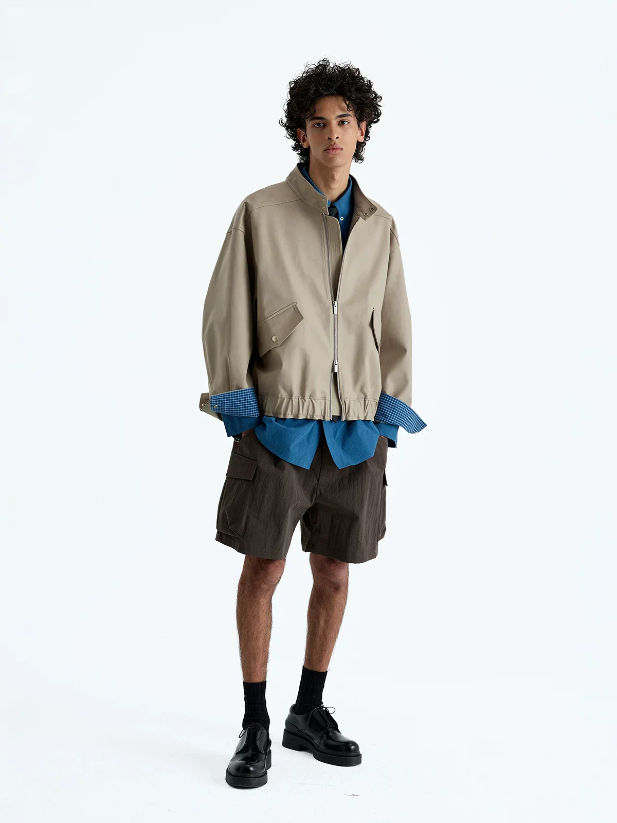 Cotton-Nylon Check-Cuff Harrington Jacket - Image 3