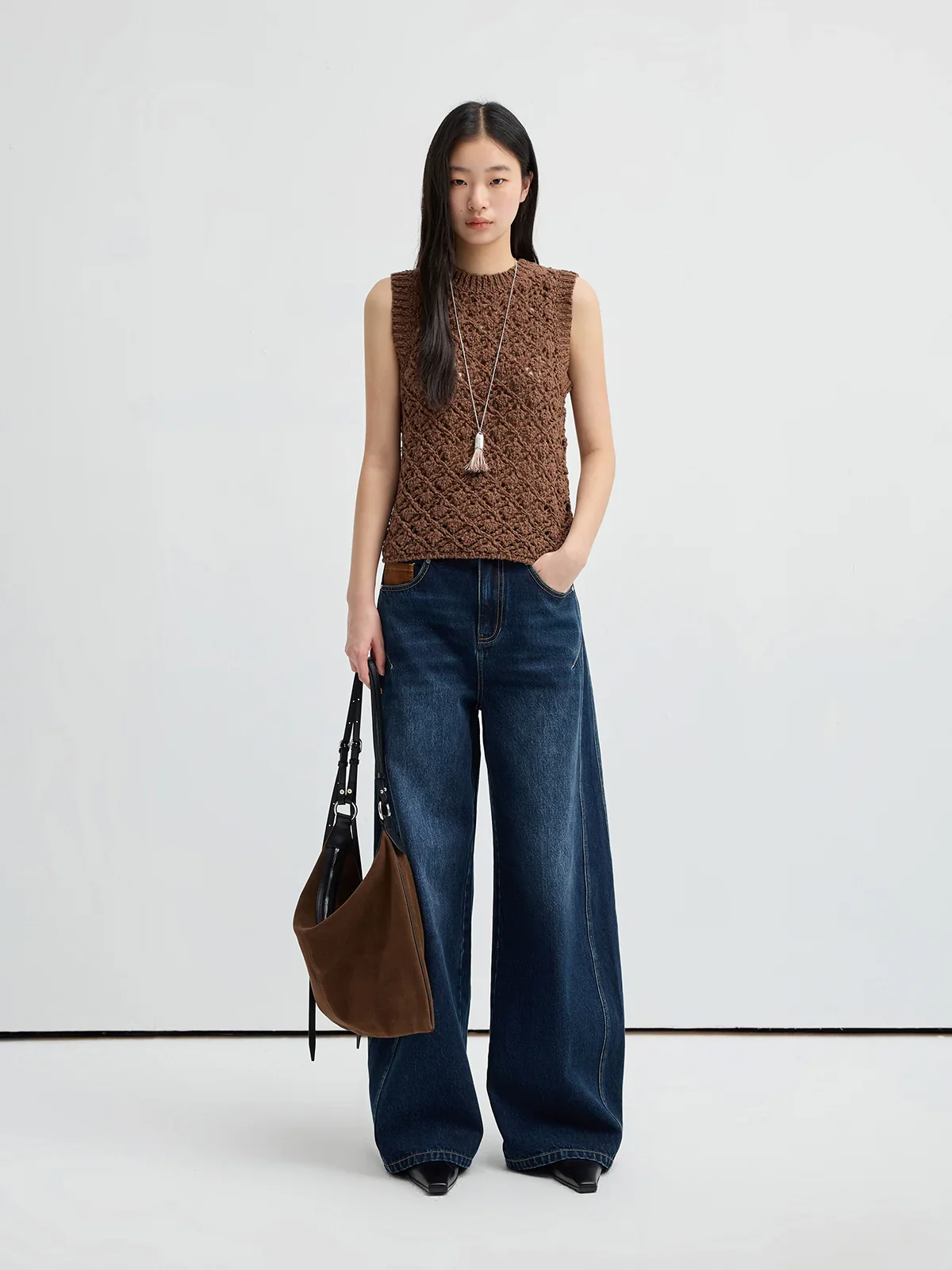 Cotton Openwork Knit Vest - Image 3
