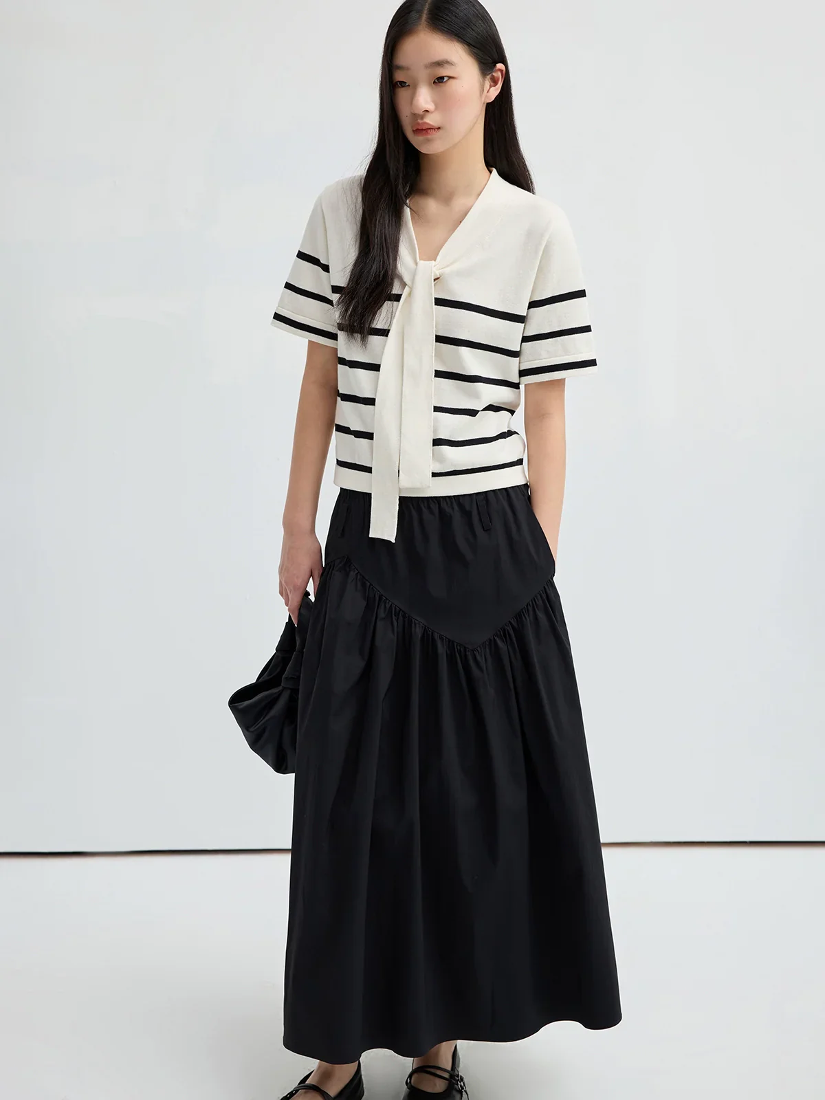 Cotton Scarf-Tie V‑Neck Knit Top - Image 3