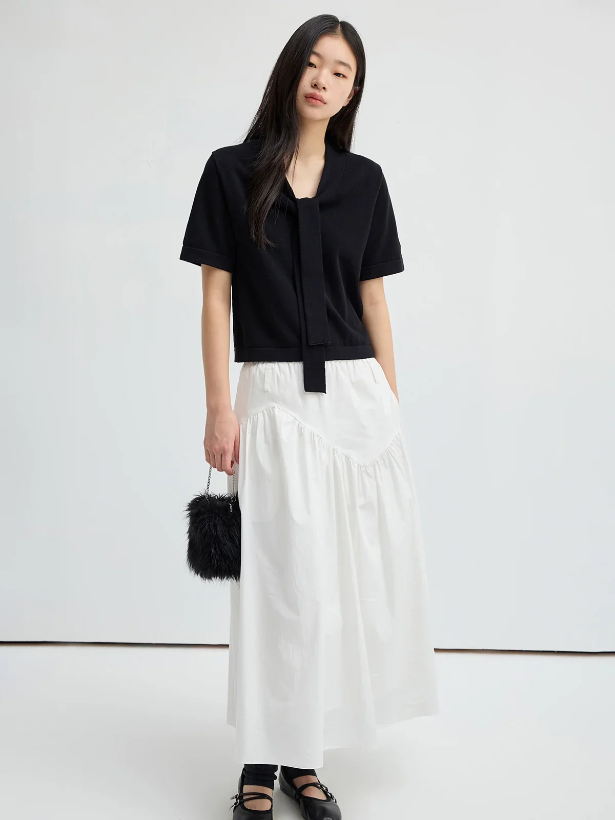 Cotton Scarf-Tie V‑Neck Knit Top - Image 4