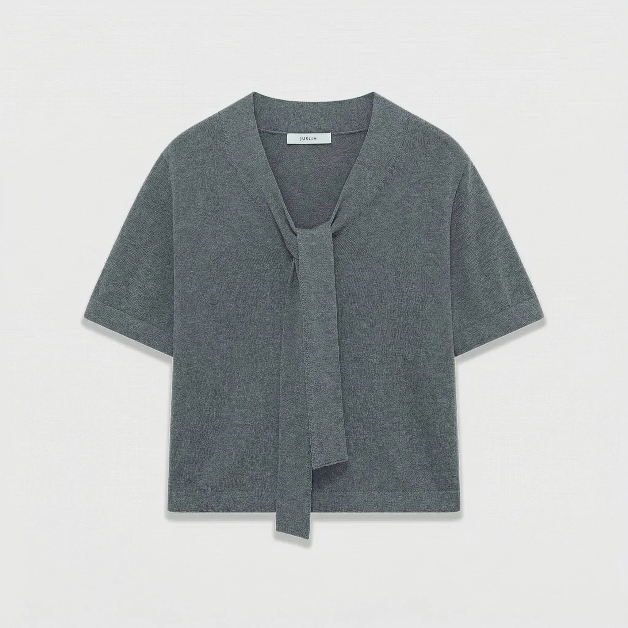 Cotton Scarf-Tie V‑Neck Knit Top - Image 8