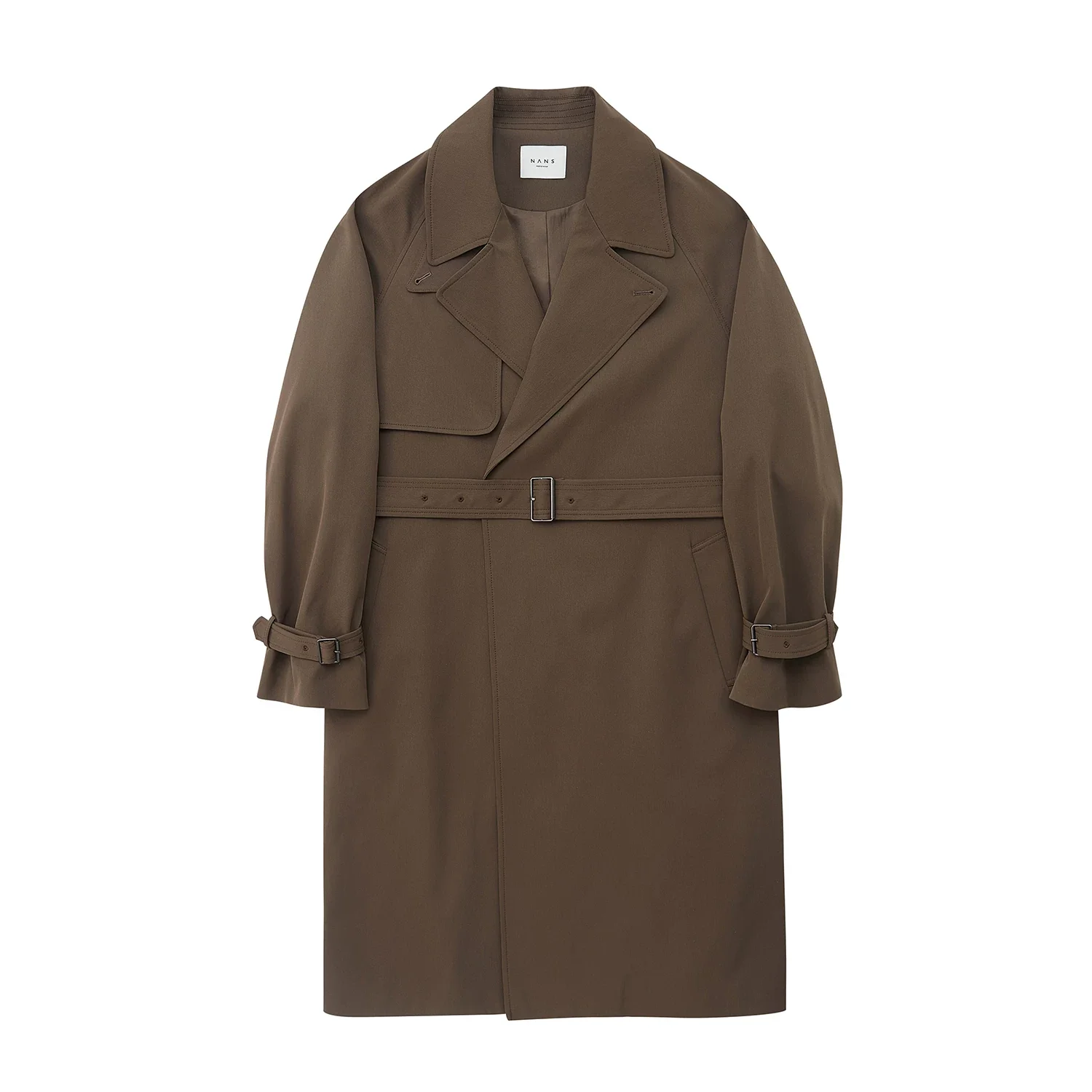 Cotton-Touch Stand-Collar Double-Breasted Trench Coat - Image 8