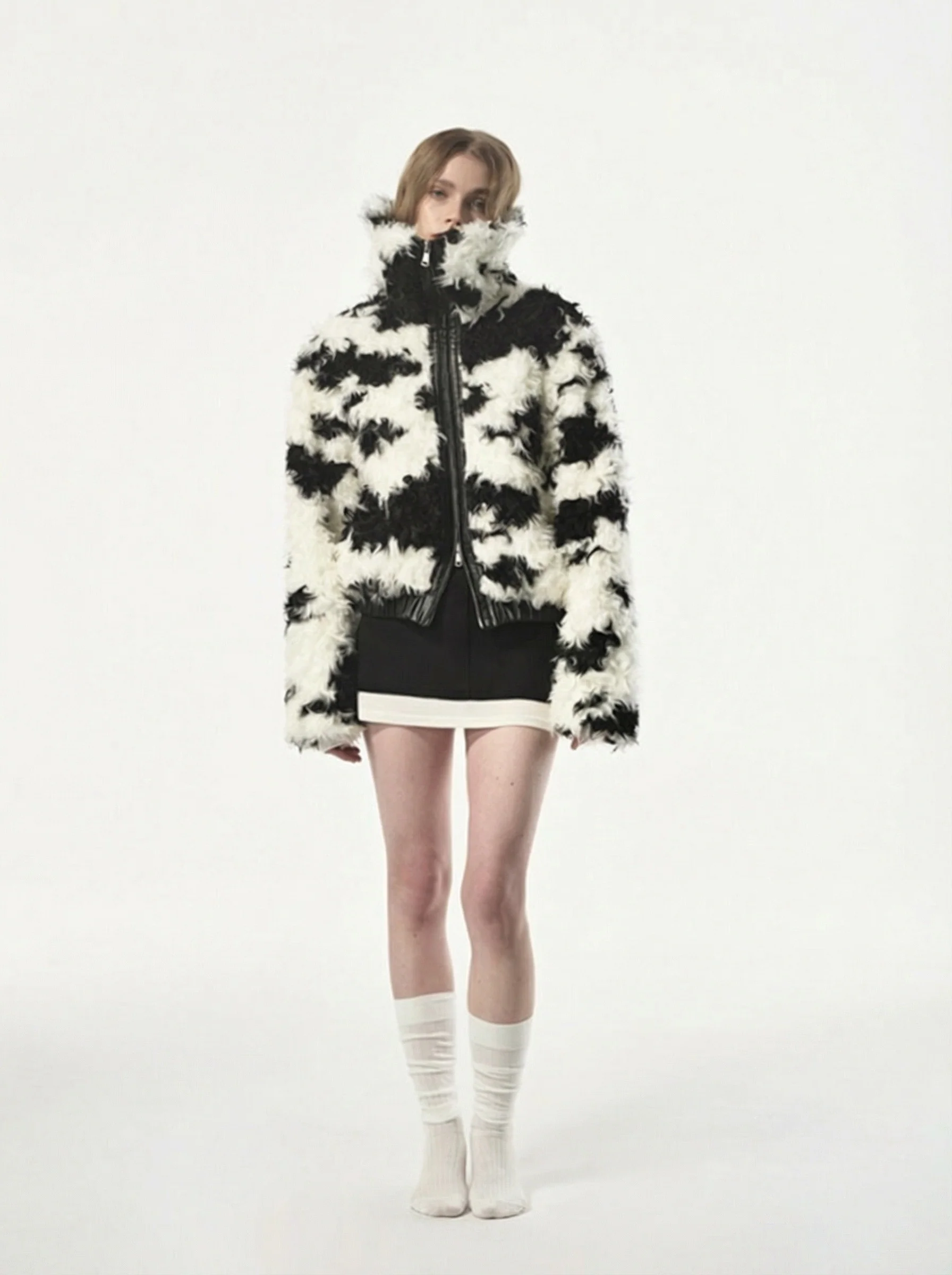 Cow Print Fur Jacket