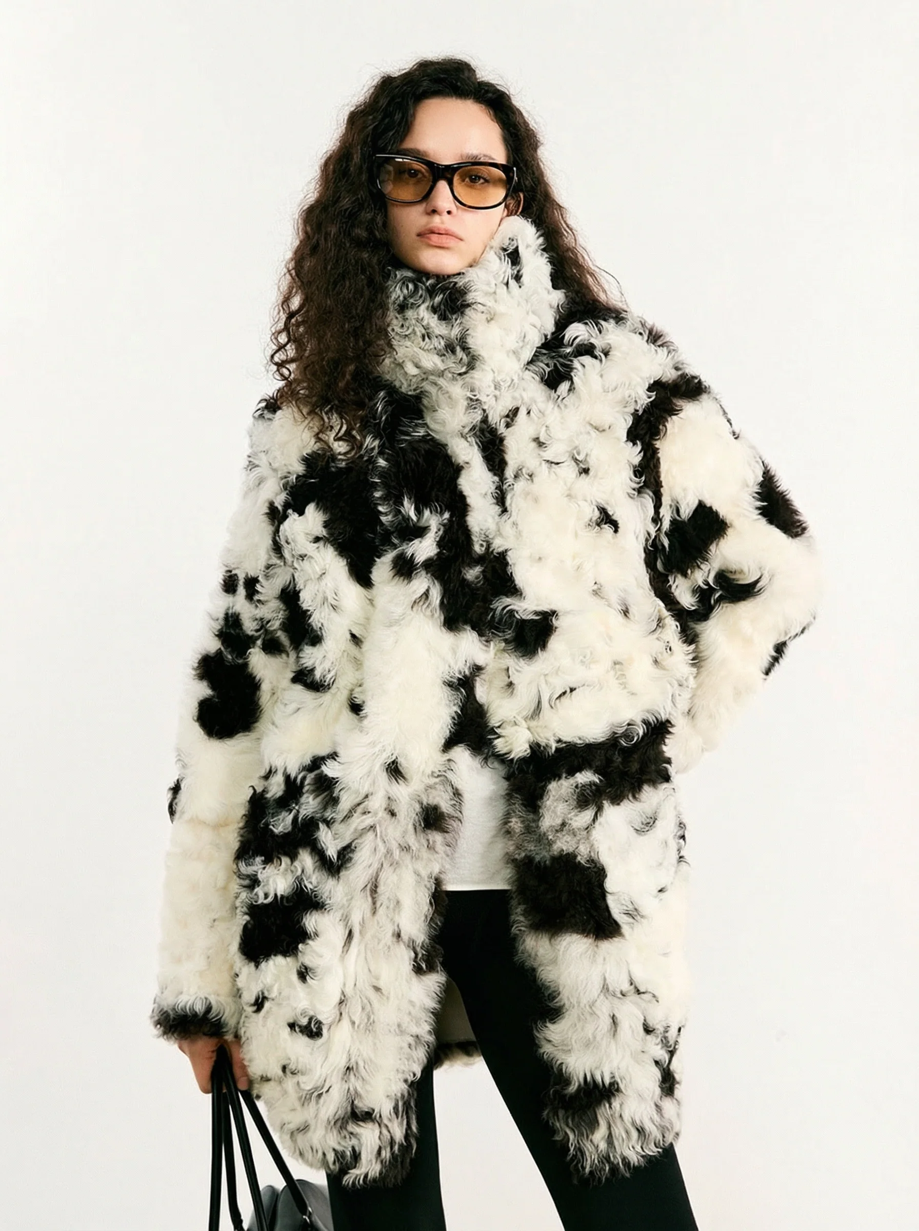 Cow-Print Tigrado Shearling Coat