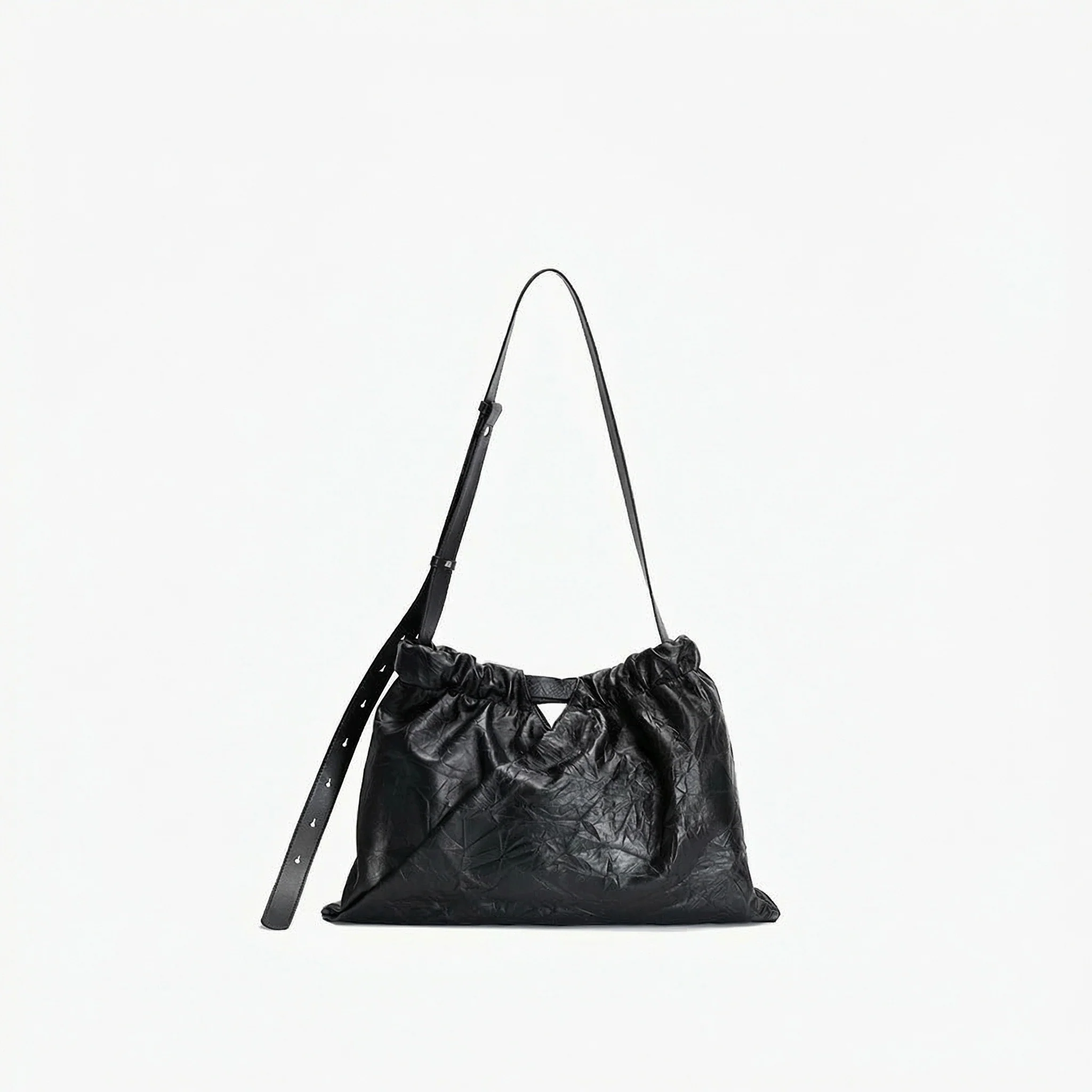 Cowhide Drawstring Bucket Bag - Image 3