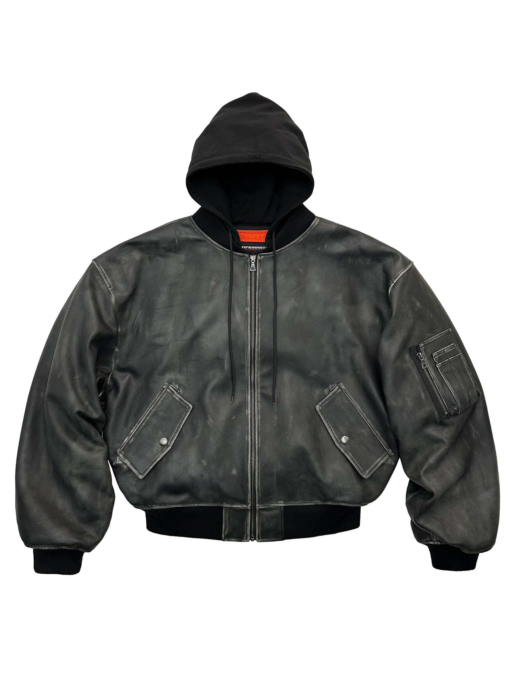 Cowhide Leather Bomber Jacket - Image 5