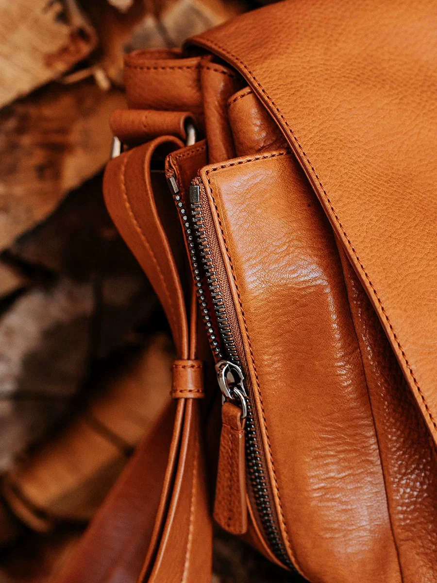 Cowhide Leather Crossbody Messenger Bag - Image 2