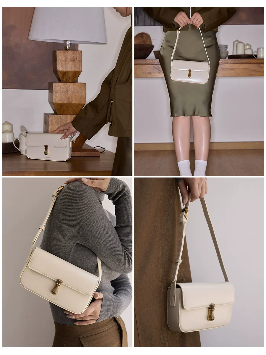Cowhide Lock Shoulder Bag