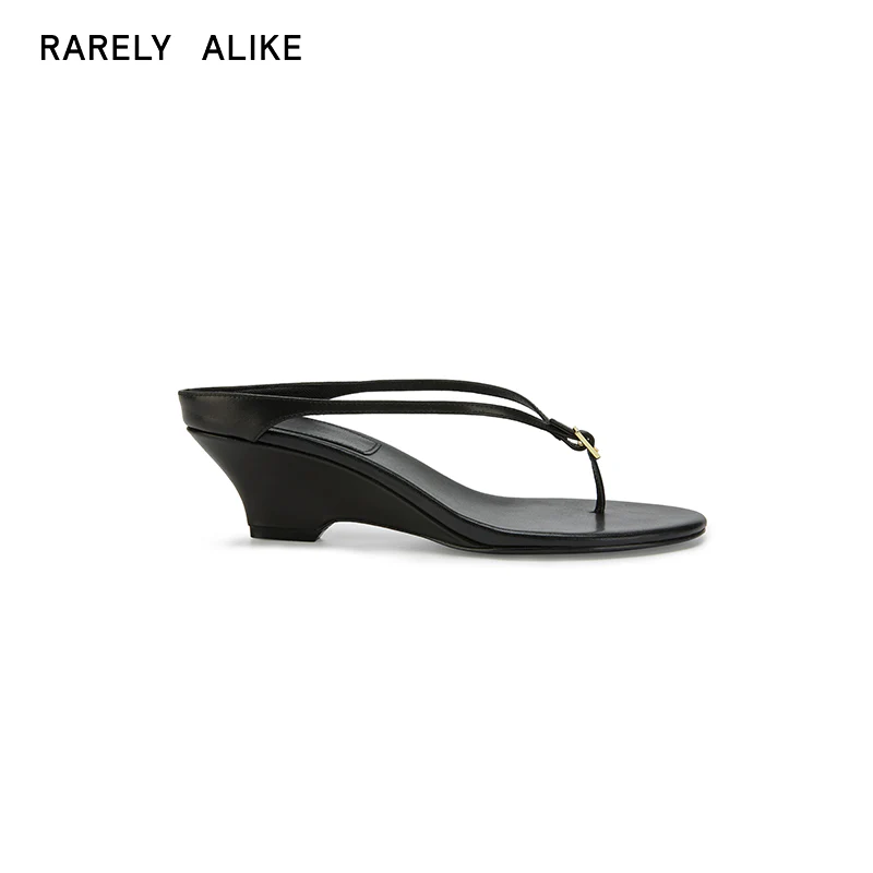 Cowhide Wedge Thong Sandals - Image 8