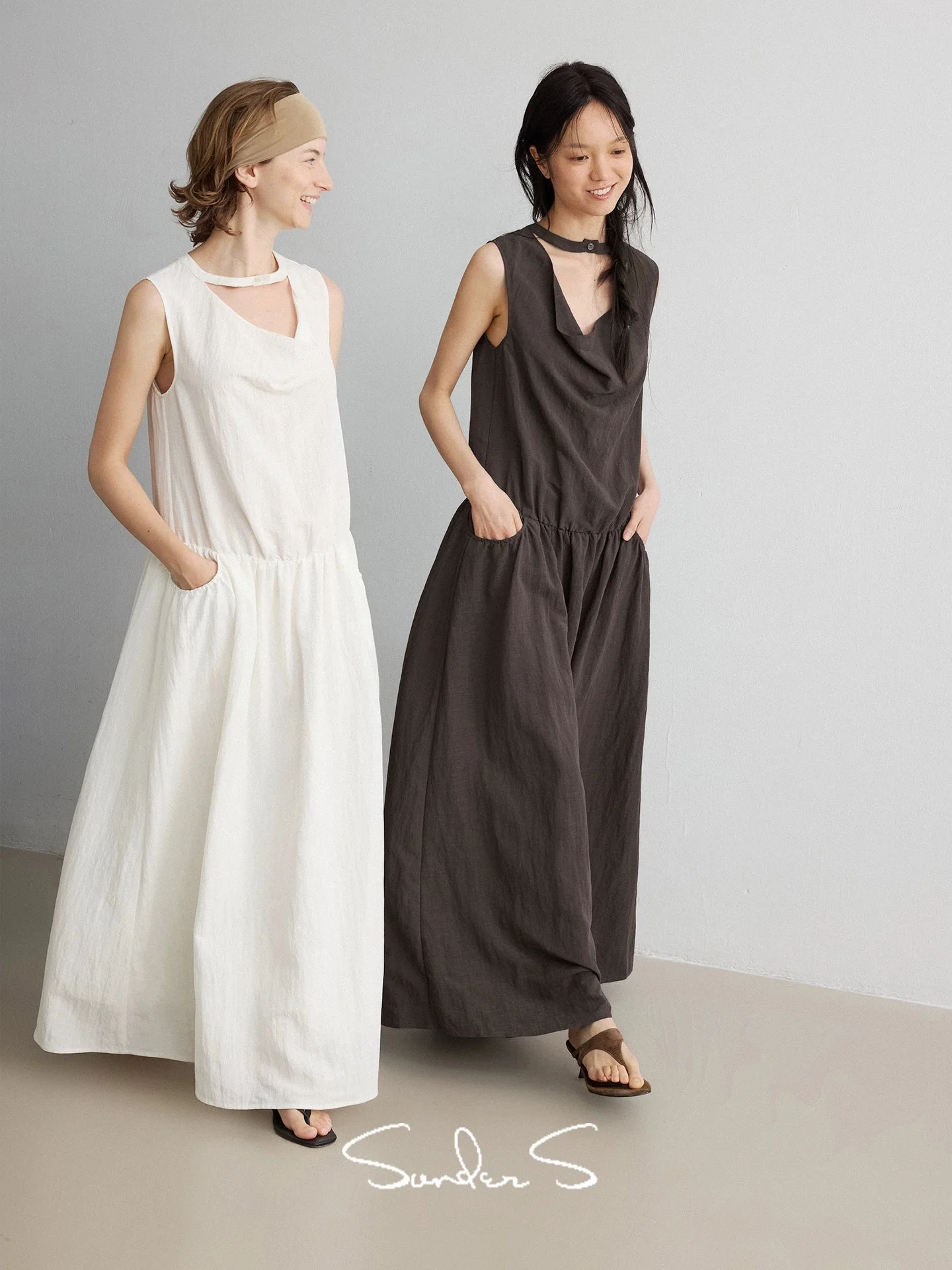 Cowl Keyhole Maxi Dress