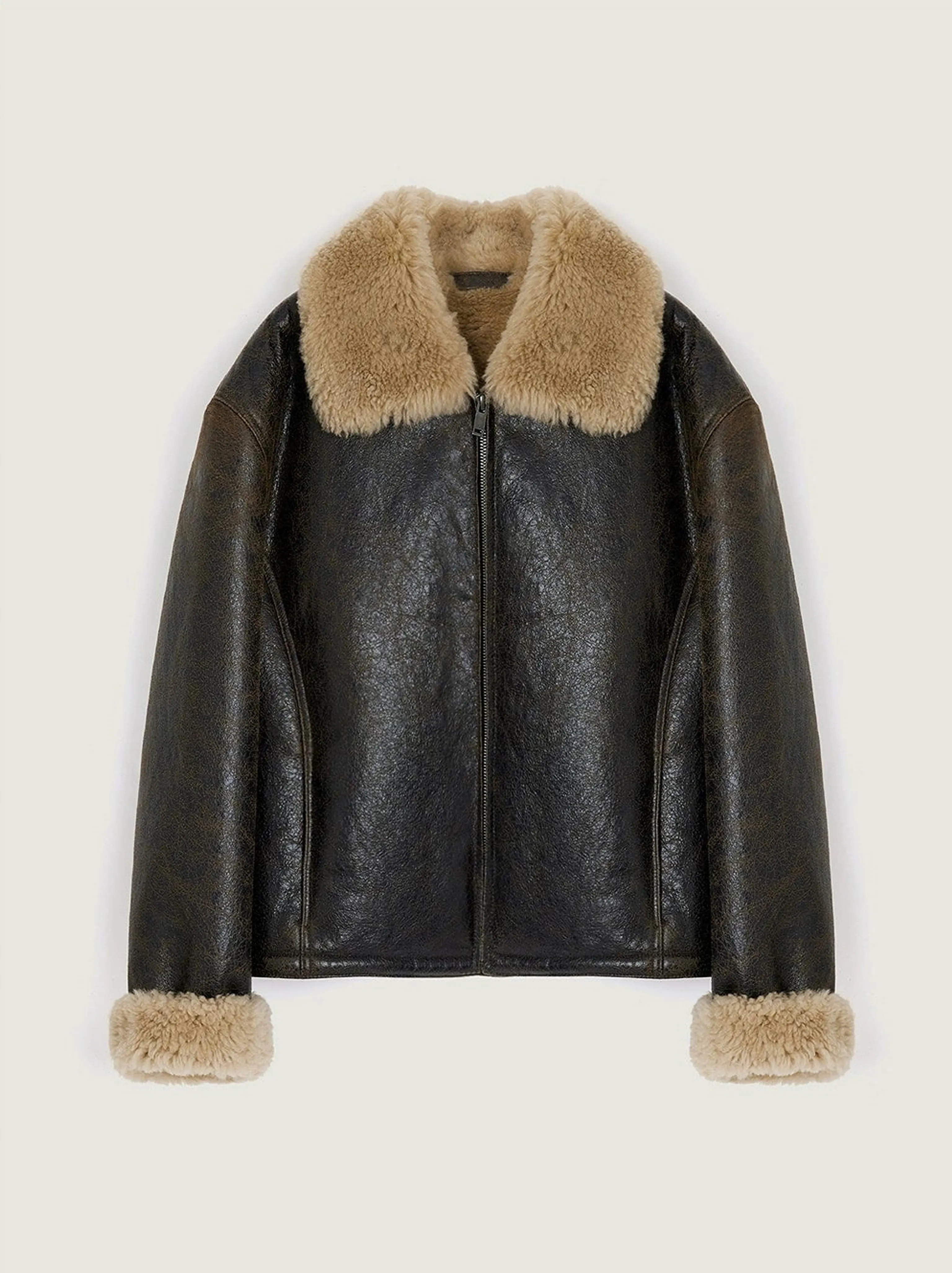 Crackled Shearling Aviator Jacket - Image 5