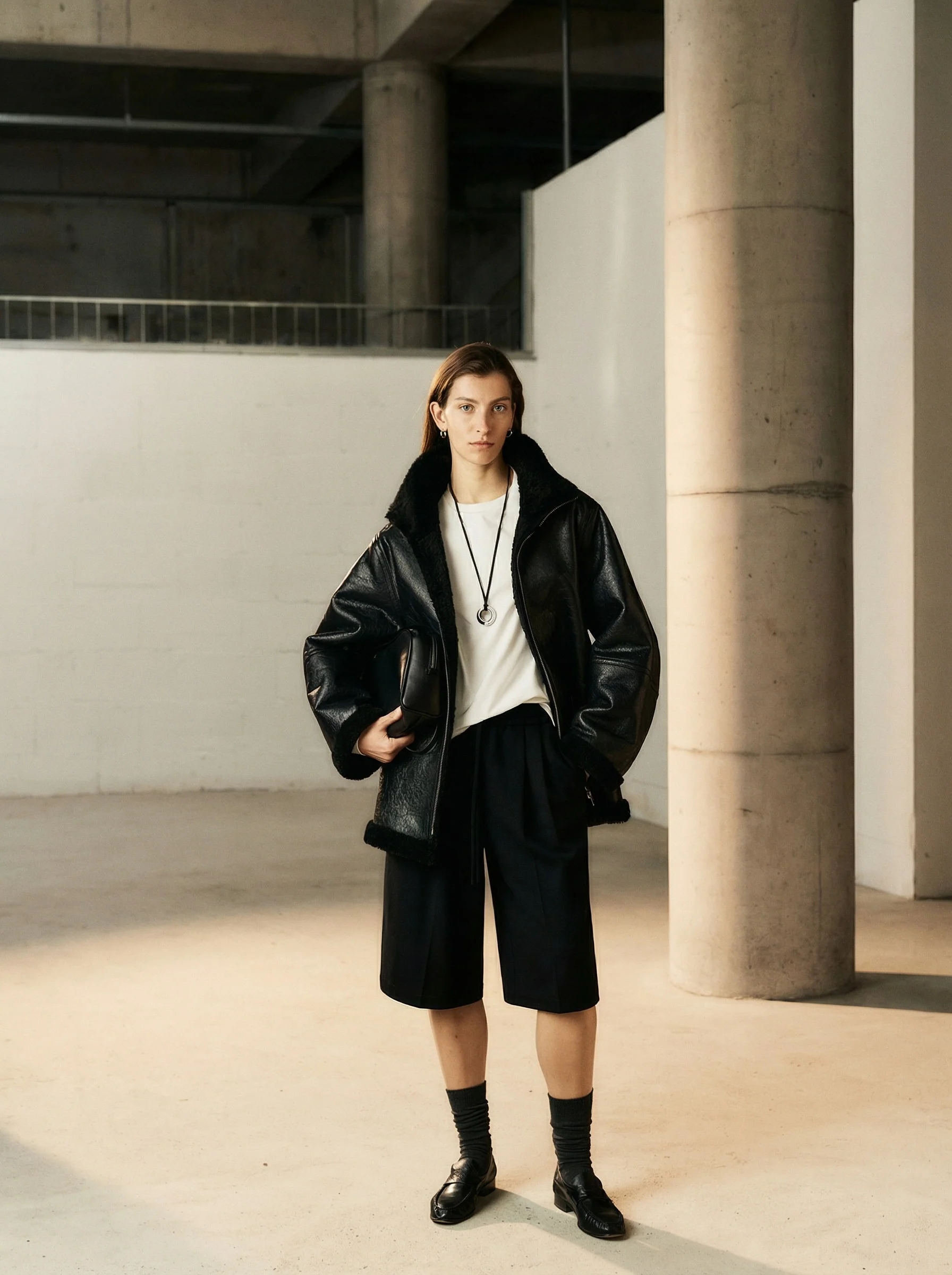 Crackled Shearling Jacket - Image 6