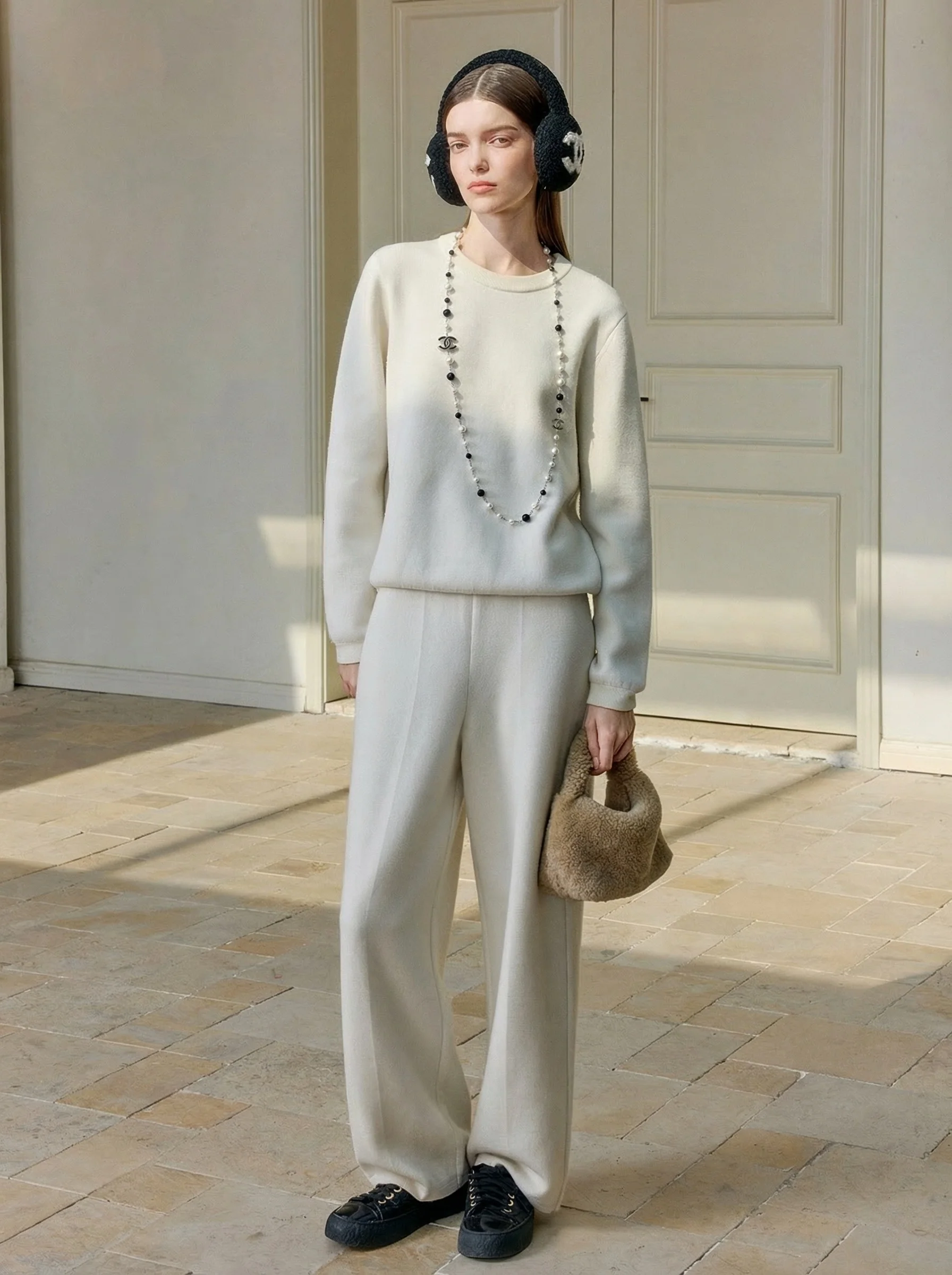Cream Basolan Wool Knit Set