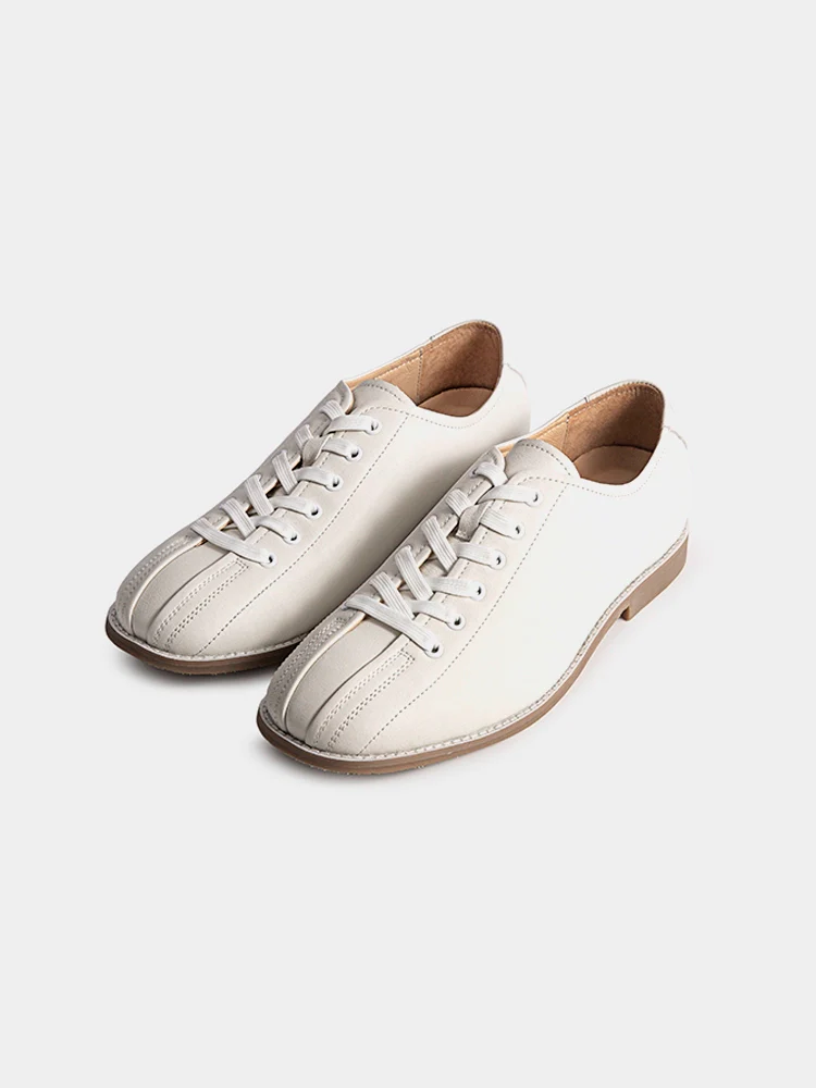 Cream Leather Lace-Up Sneakers - Image 10