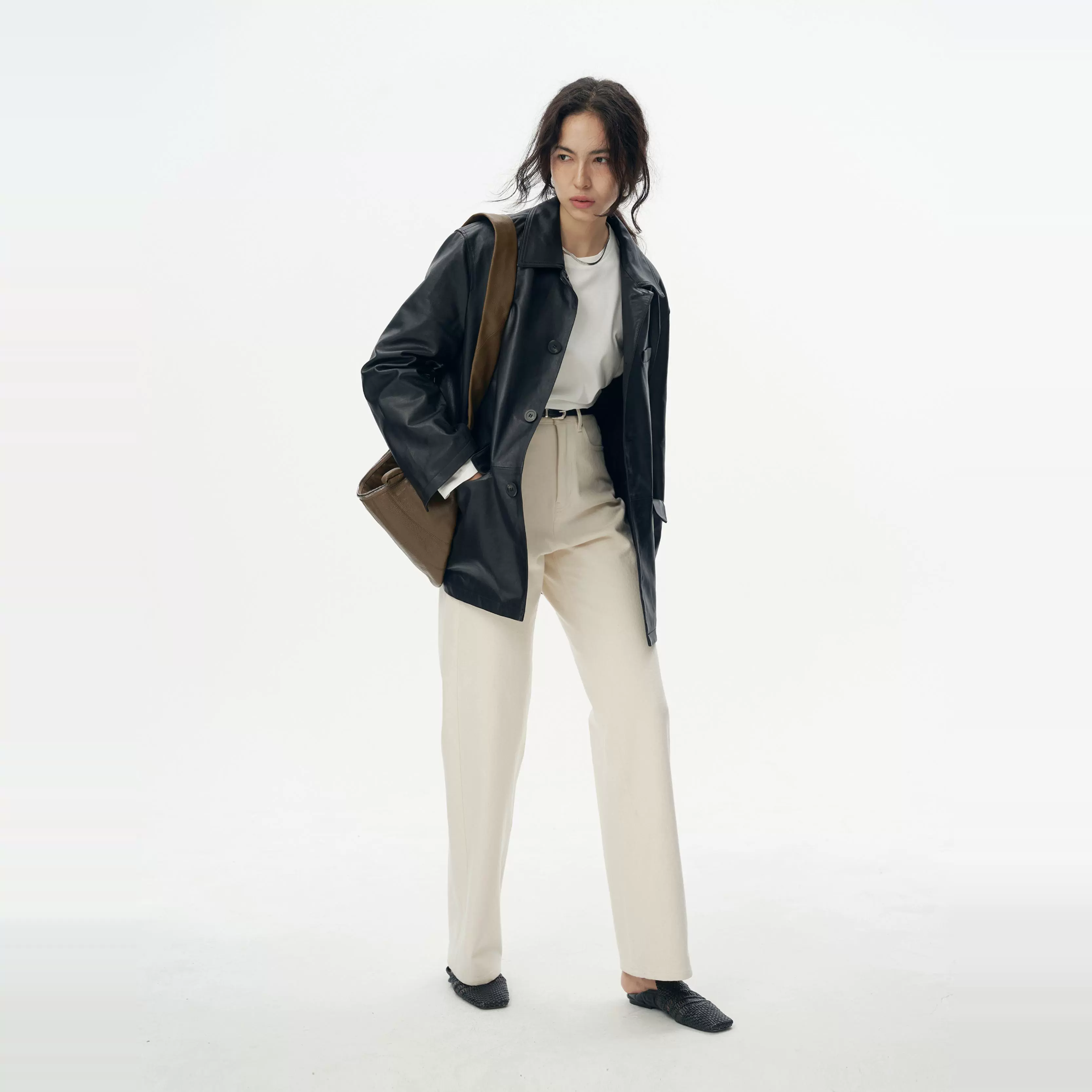 Cream Wide-Leg Trousers - Image 2