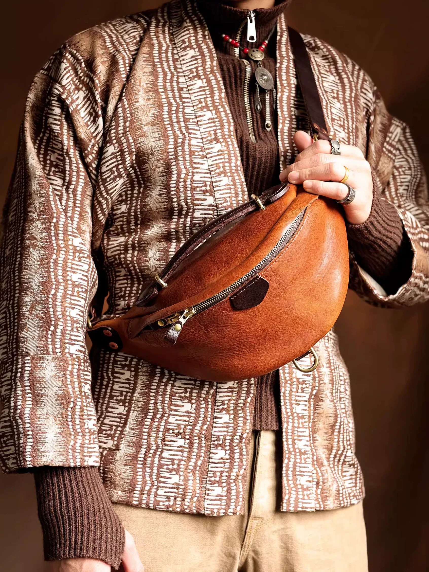 Crescent Leather Sling Bag