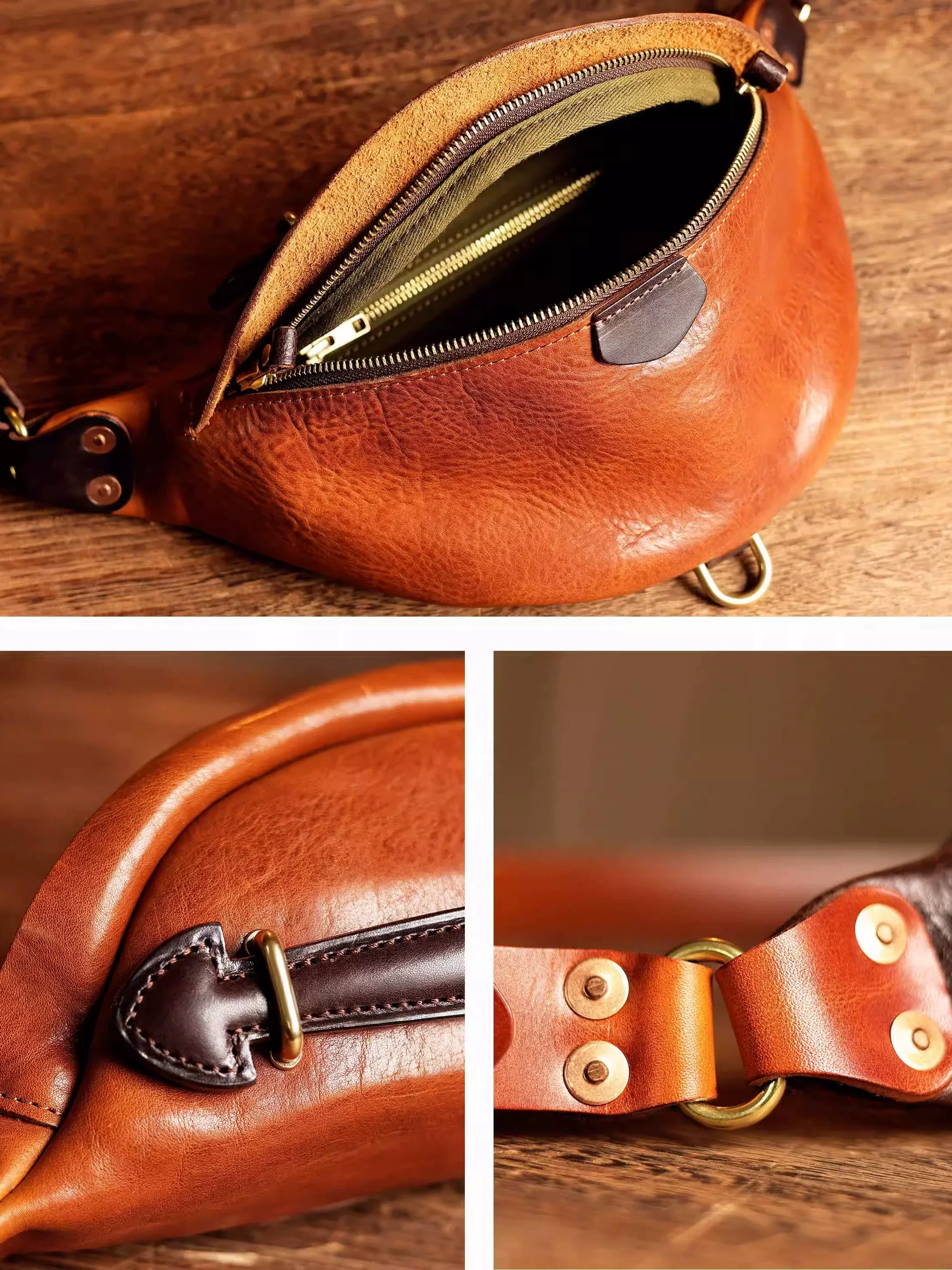 Crescent Leather Sling Bag - Image 5