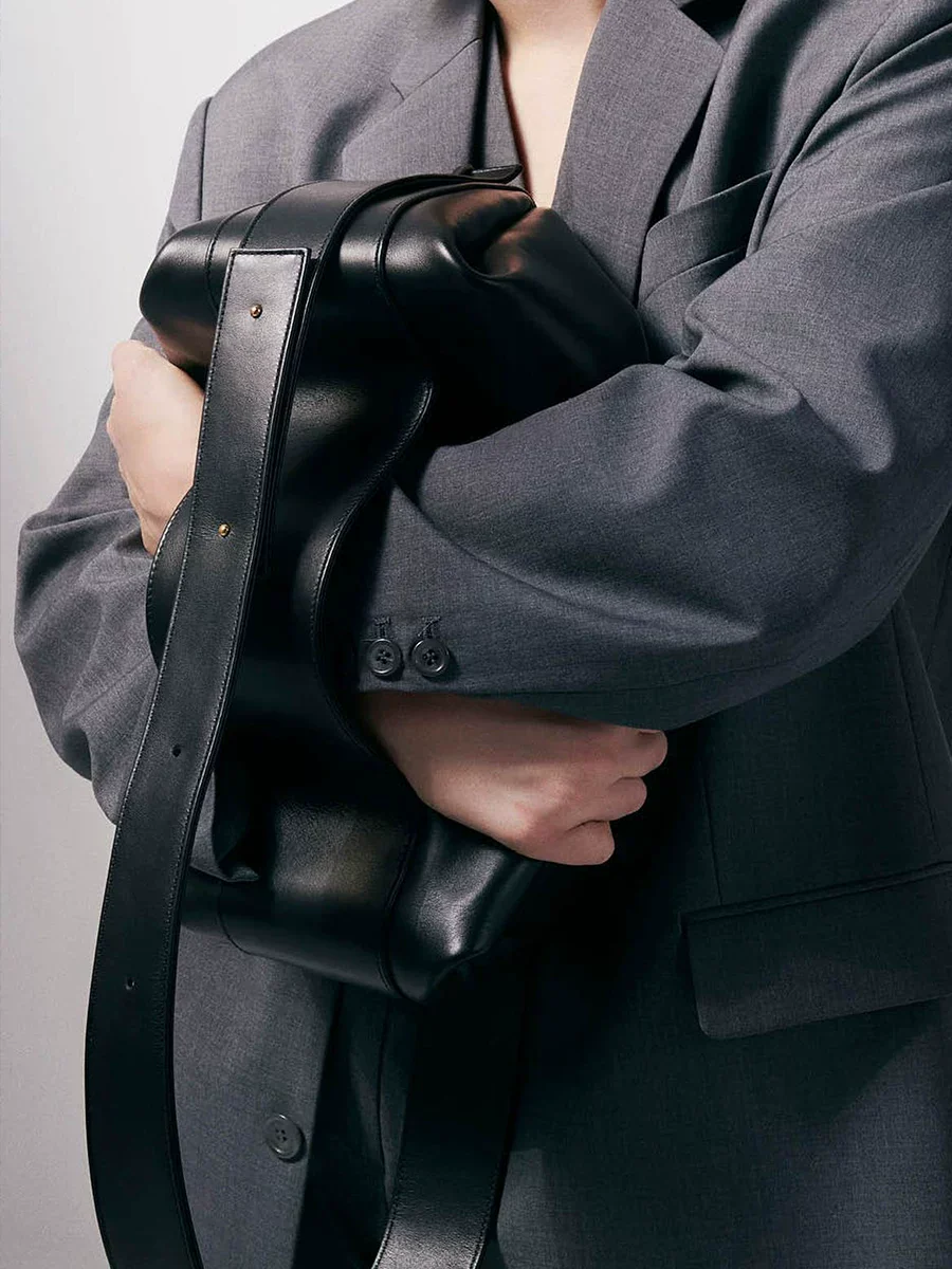 Crescent Top-Grain Leather Shoulder Bag - Image 3