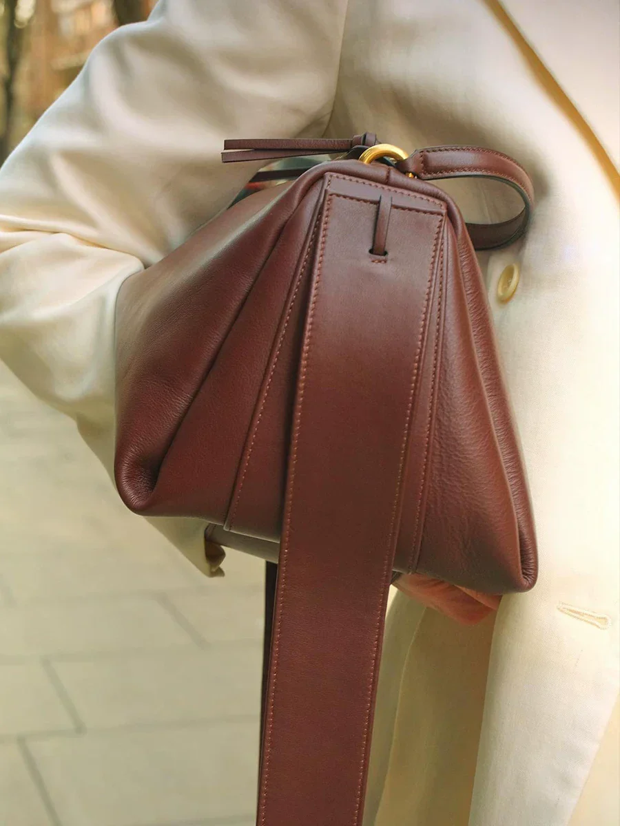 Crescent Top-Grain Leather Shoulder Bag - Image 5
