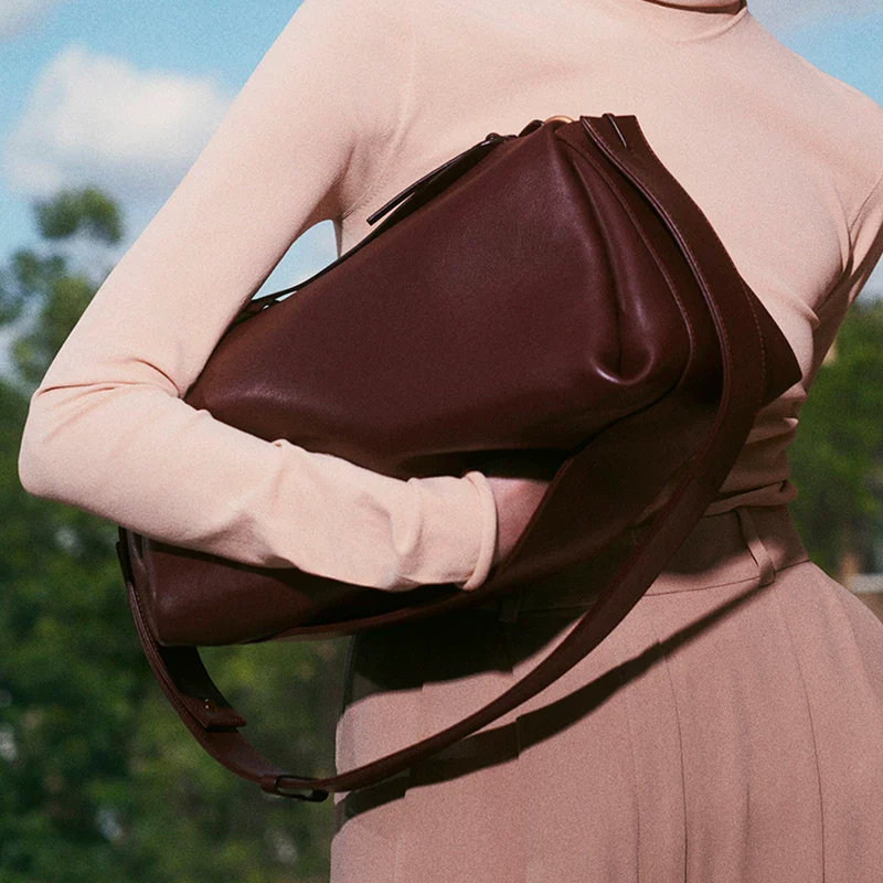 Crescent Top-Grain Leather Shoulder Bag - Image 6