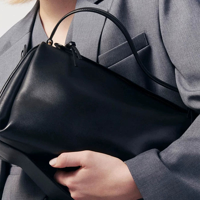 Crescent Top-Grain Leather Shoulder Bag - Image 7