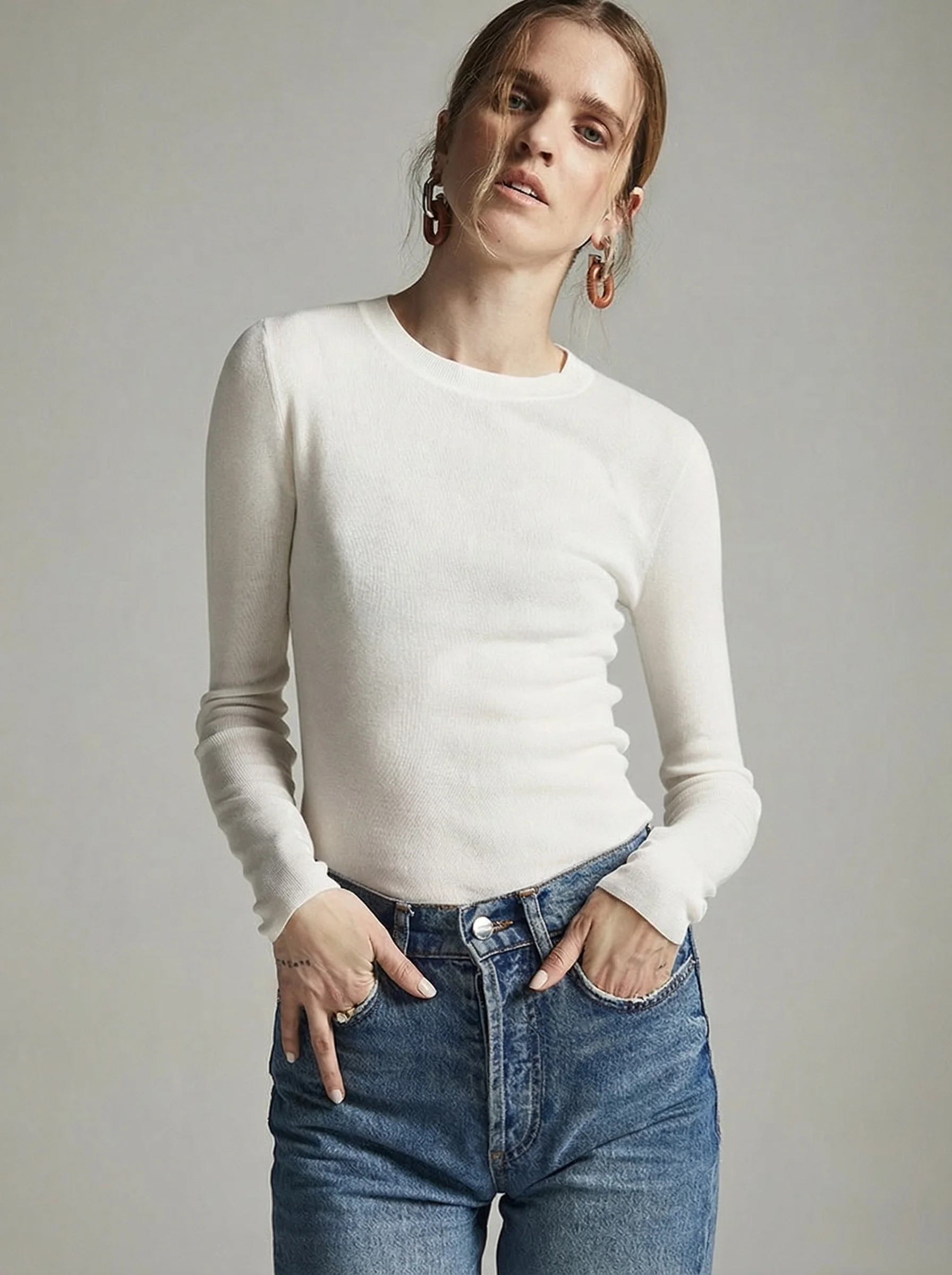 Crew Neck Cashmere Blend Top - Image 12