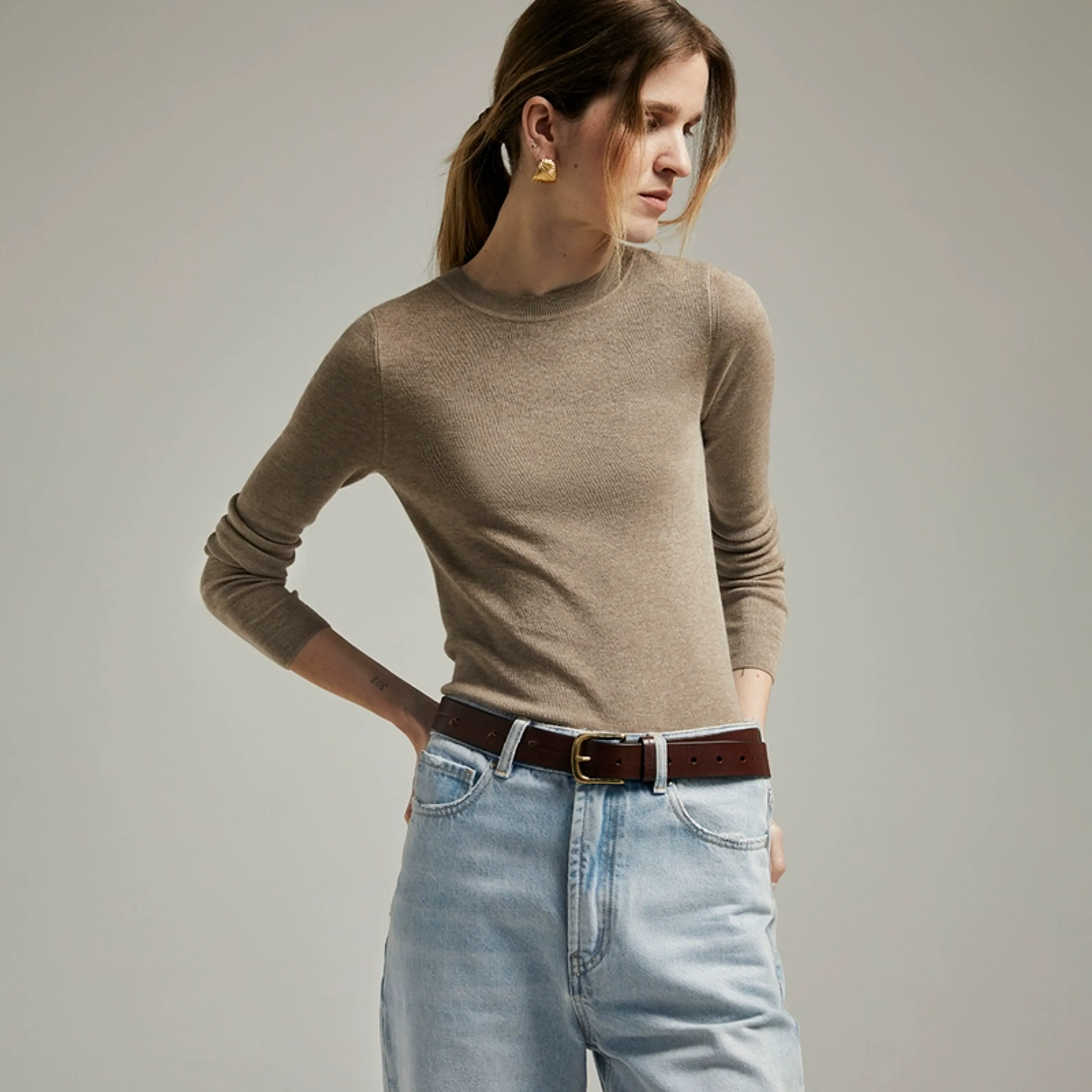 Crew Neck Cashmere Blend Top - Image 4