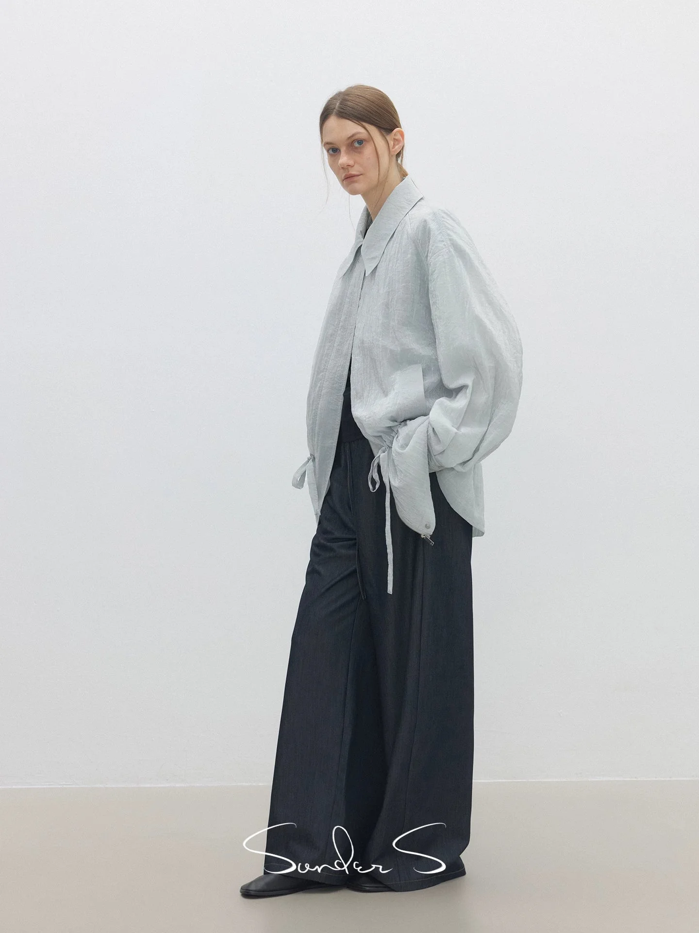 Crinkle Drawstring Shirt Jacket