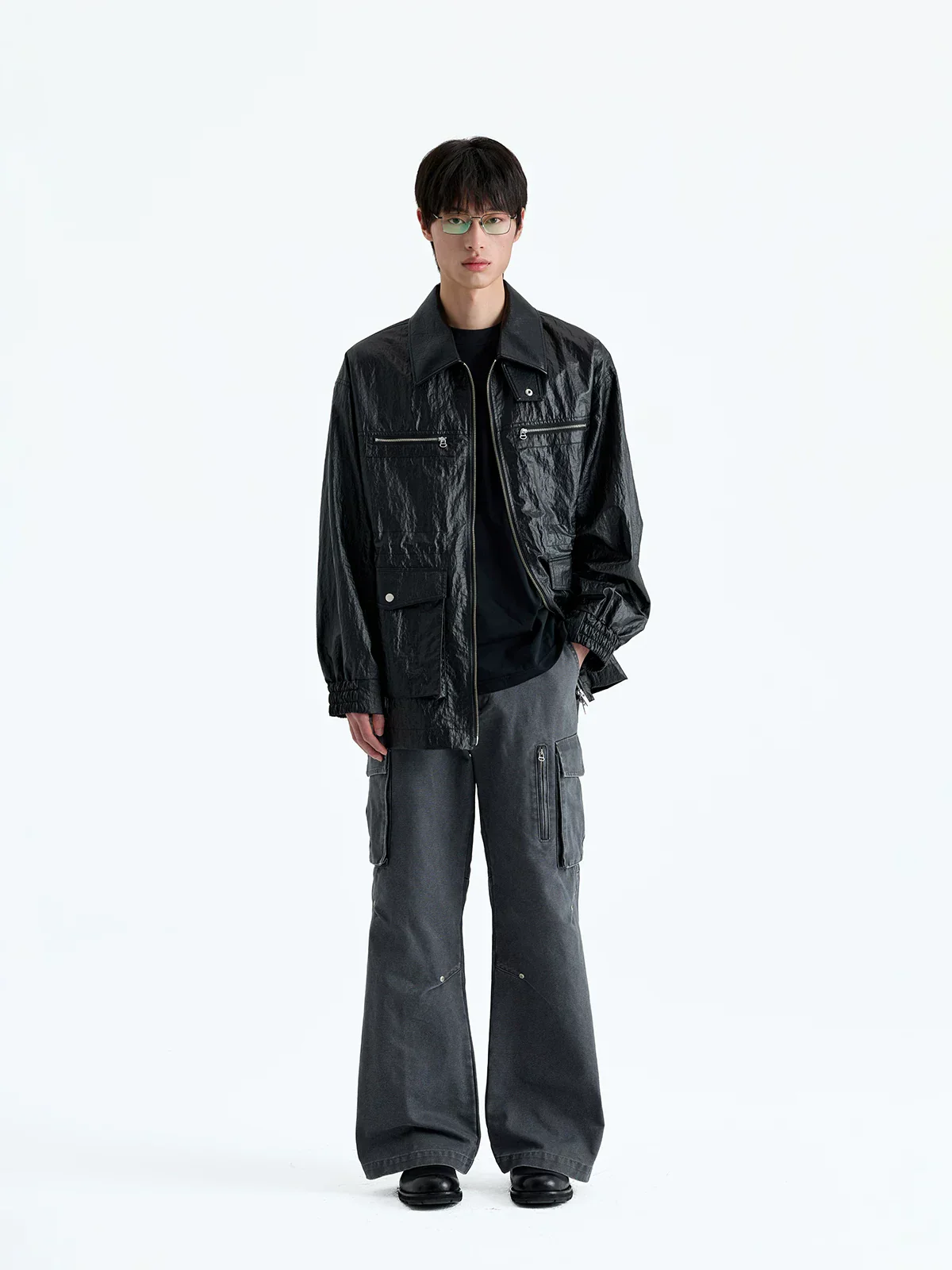 Crinkle Zip Utility Jacket - Image 4