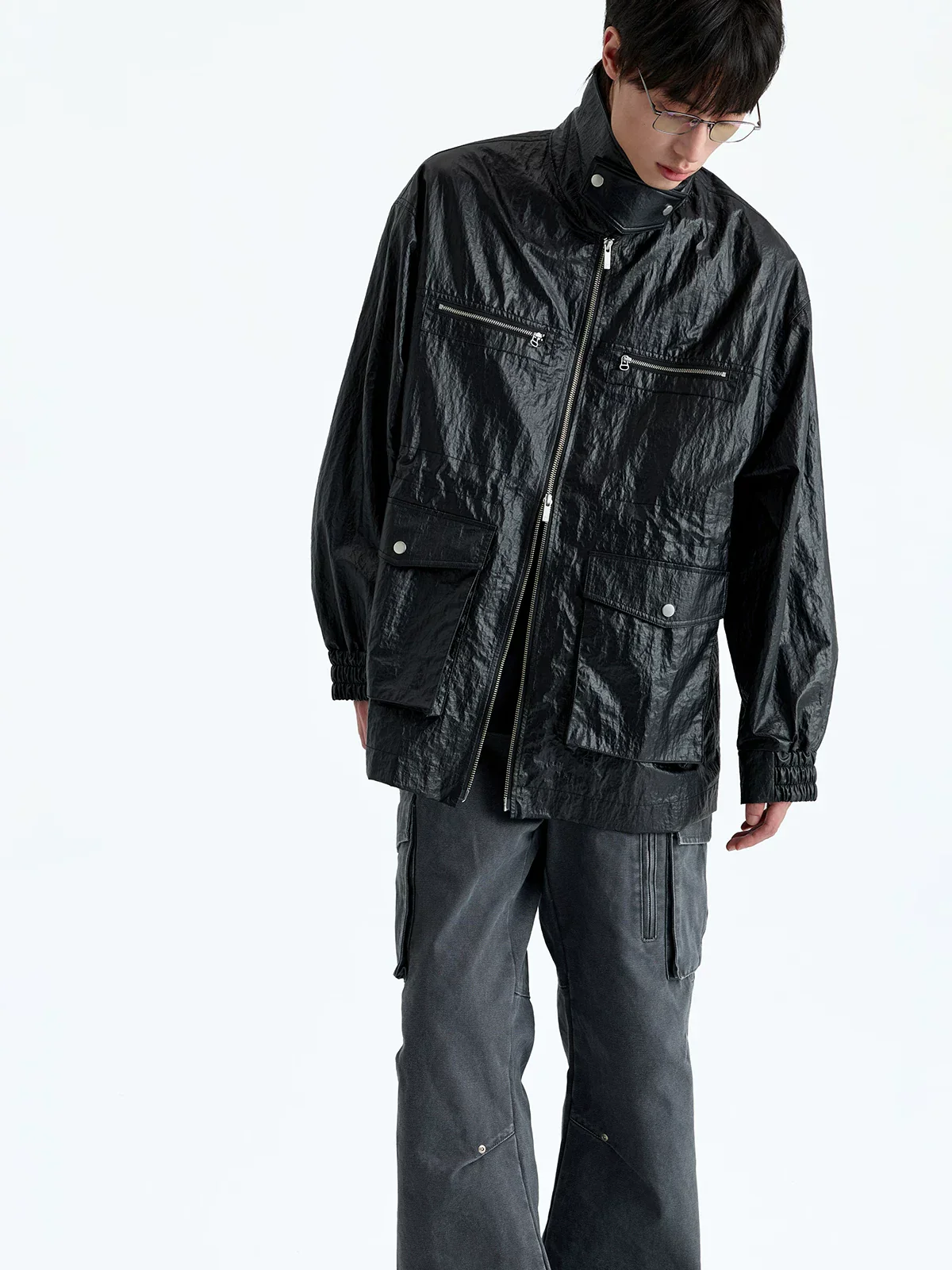 Crinkle Zip Utility Jacket - Image 5