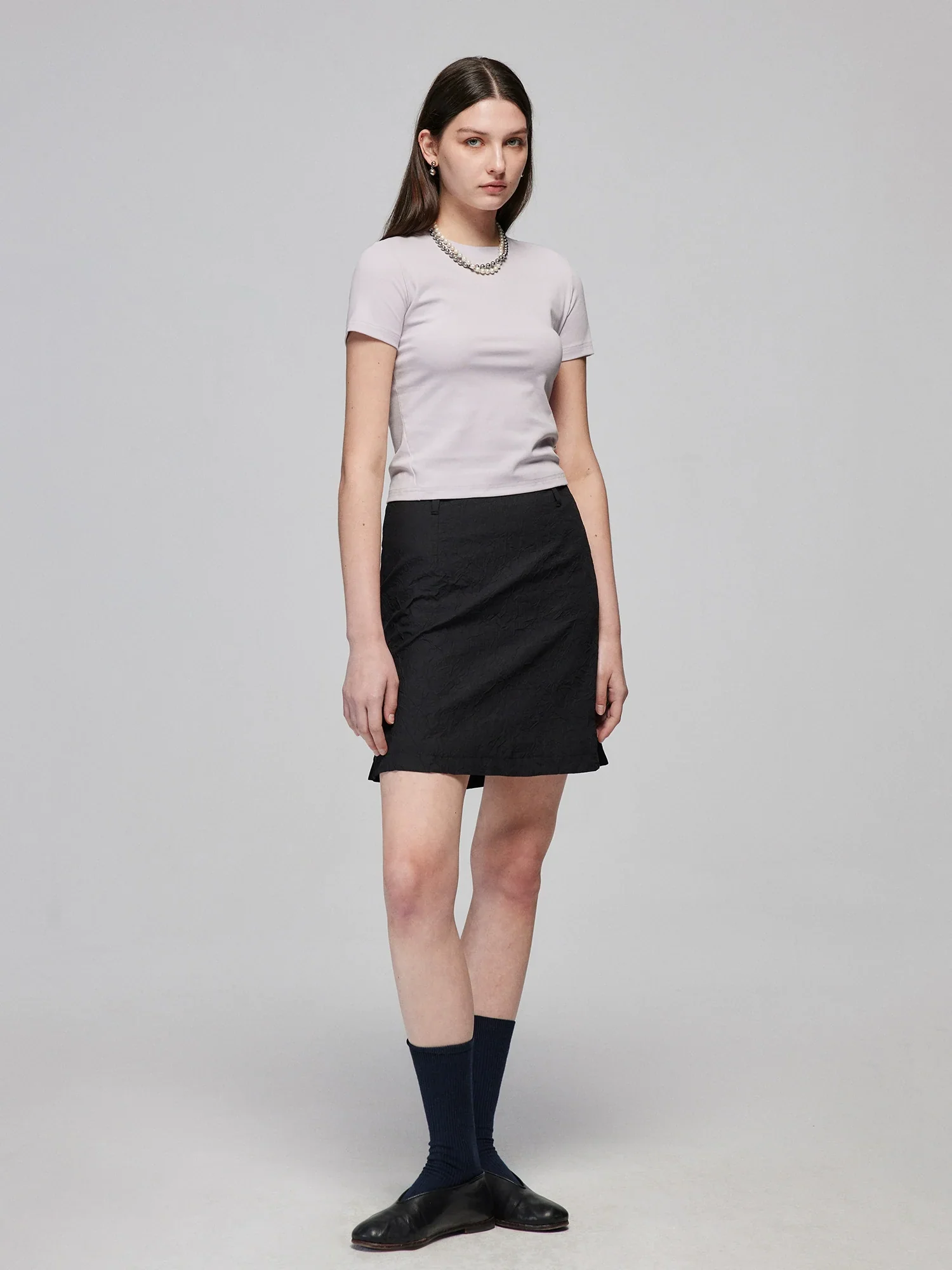 Crinkled A-Line Mini Skirt - Image 4