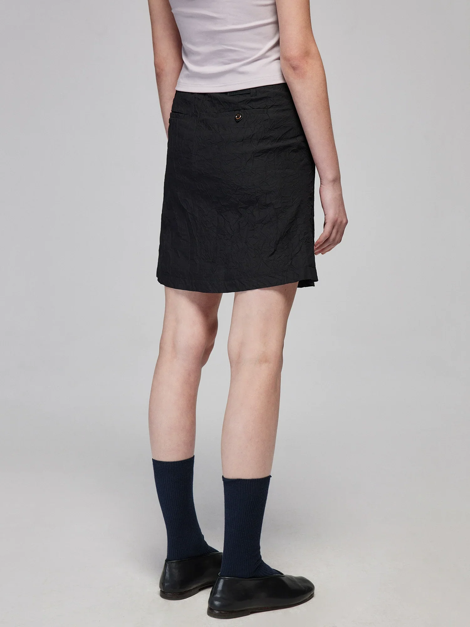 Crinkled A-Line Mini Skirt - Image 5