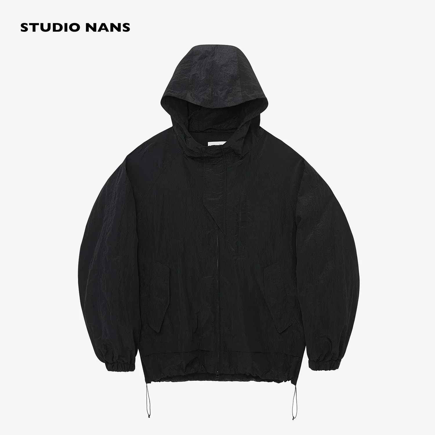 Crinkled Metallic Nylon Hooded Windbreaker - Image 7