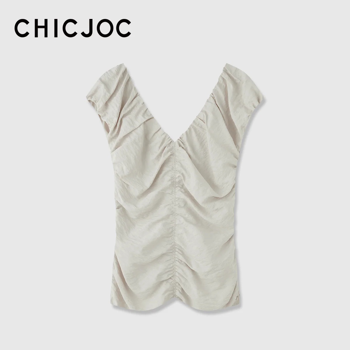 Crinkled Mulberry Silk Convertible V-Neck Top - Image 8