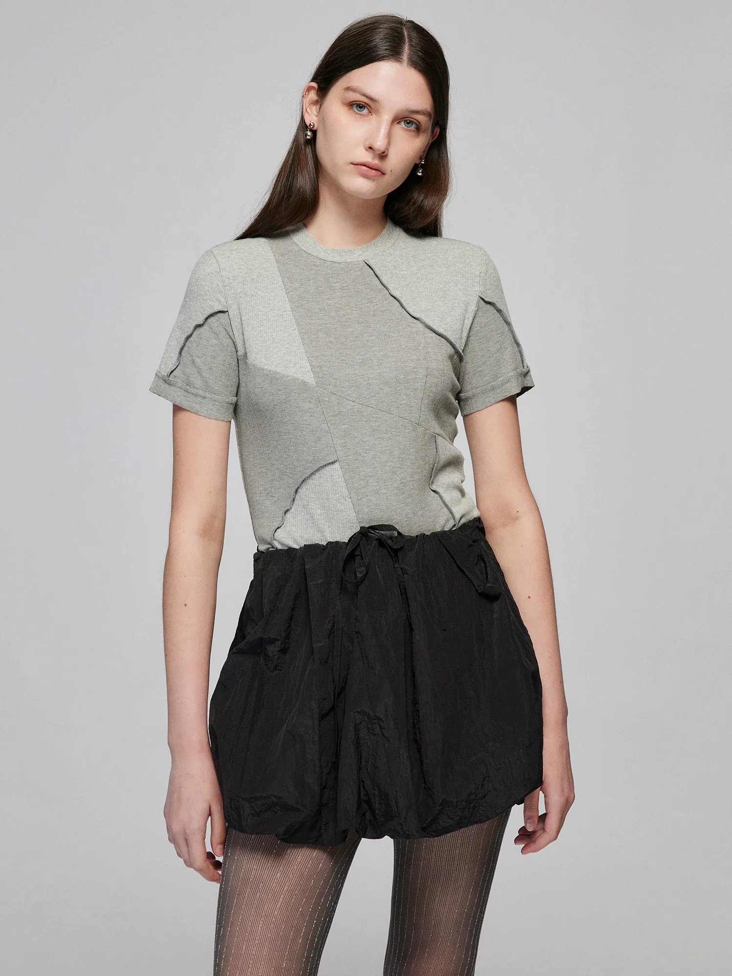 Crinkled Nylon Bubble Mini Skirt - Image 2