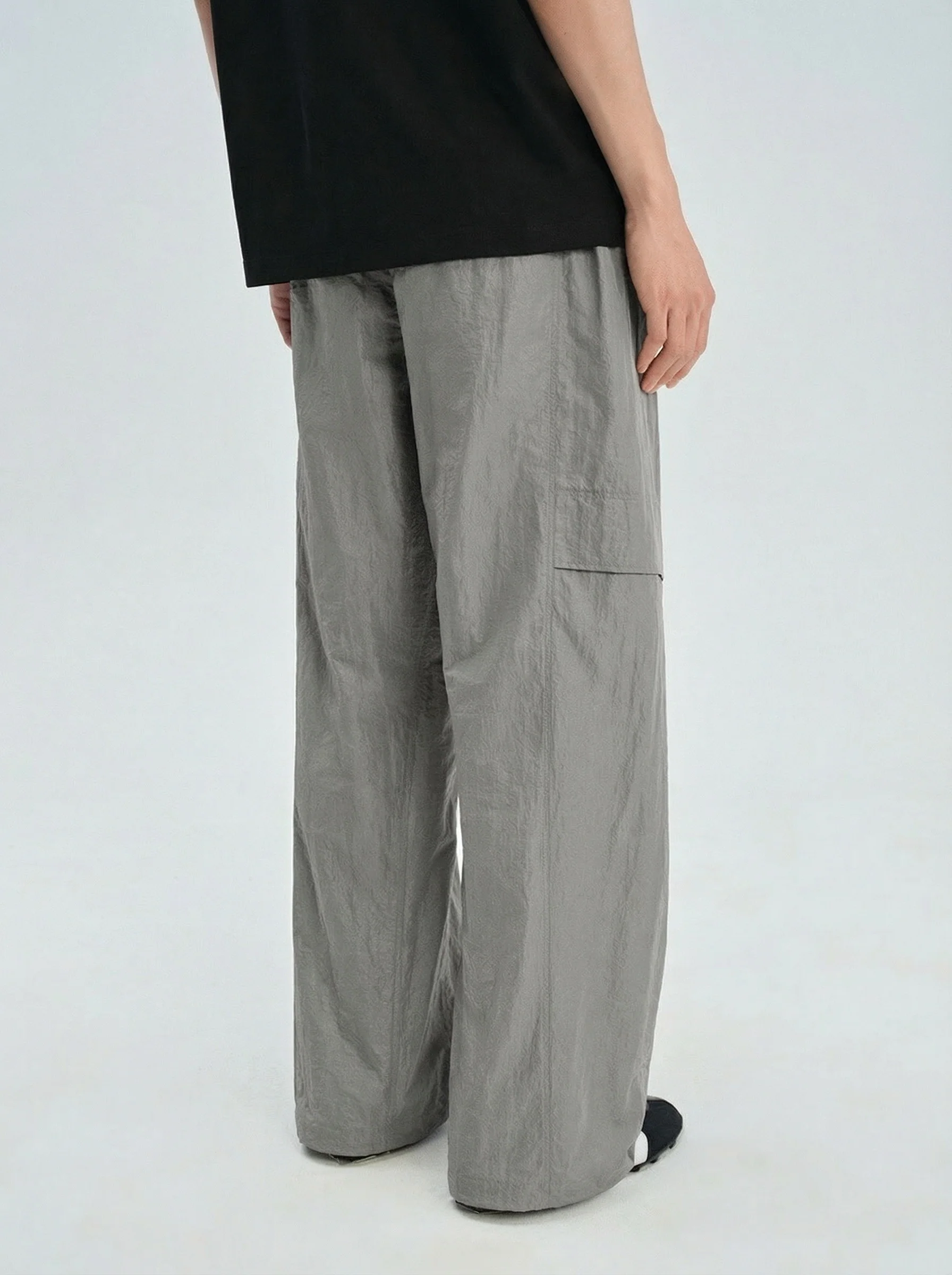 Crinkled Nylon Wide-Leg Cargo Pants - Image 4