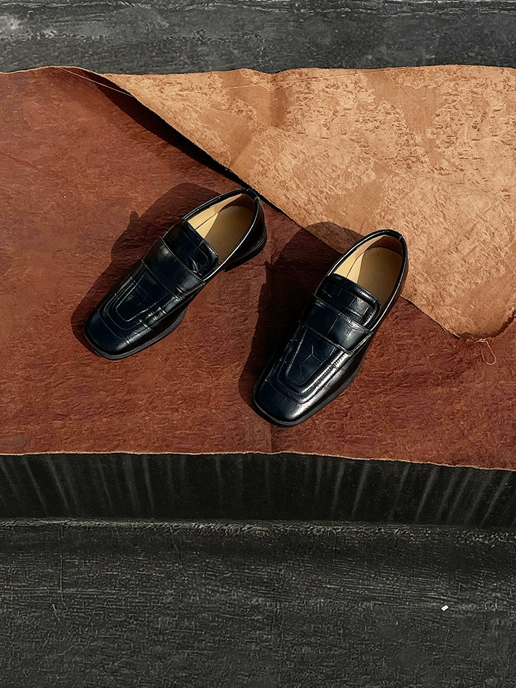 Croc-Embossed Square-Toe Penny Loafers - Image 4